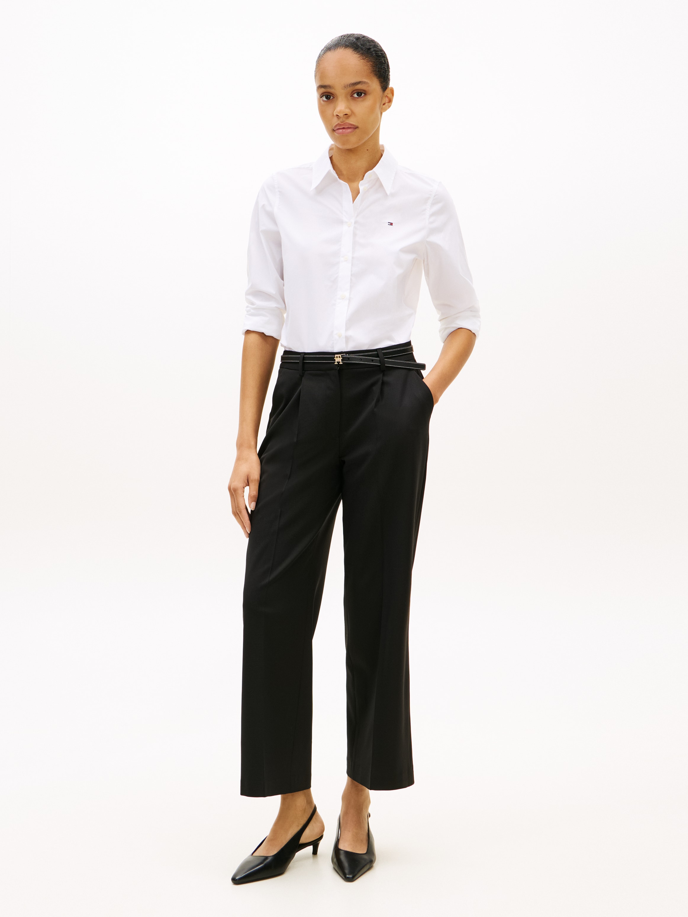 Tommy Hilfiger Blouse chemise »STRETCH REGULAR LS SHIRT« avec logo Tommy Hilfiger brodé, coupe régulière