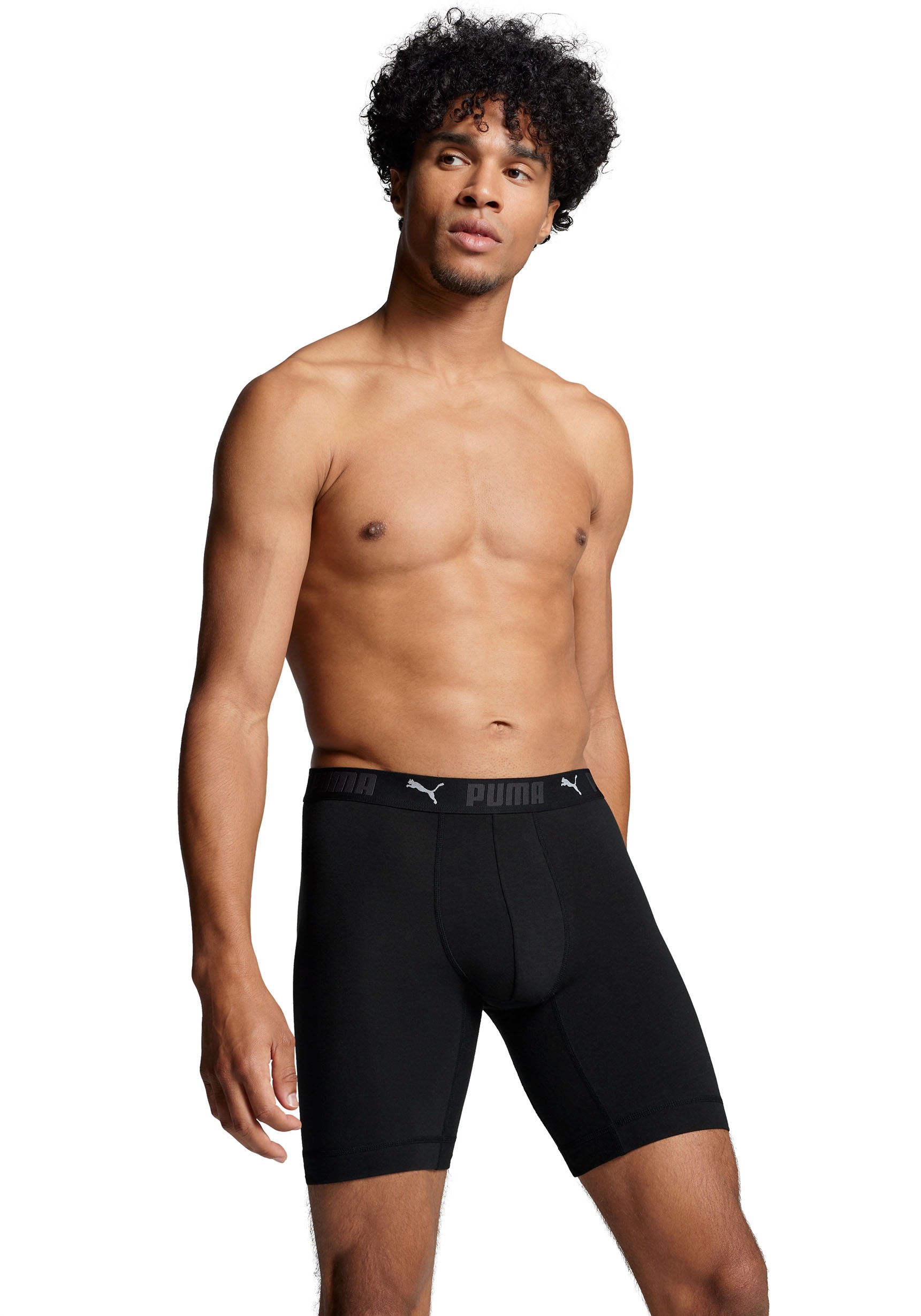 PUMA Boxershorts »PUMA MEN SPORT COTTON LONG BOXERS 2P« Packung, 2er Pack,  mit Markenschriftzug im Bund