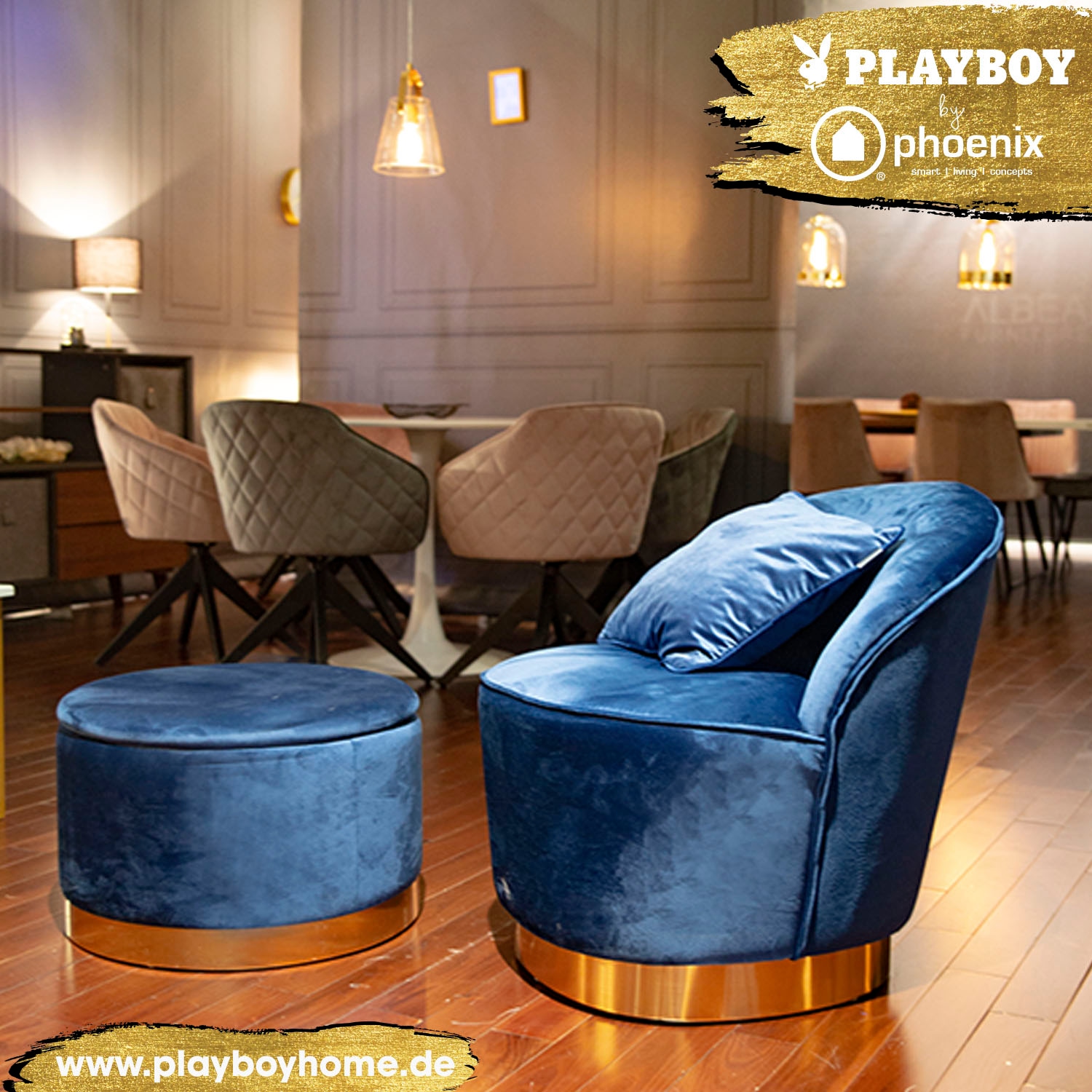 PLAYBOY Pouf »SUE« Couvercle amovible, rangement intérieur pour couvertures, coussins et autres