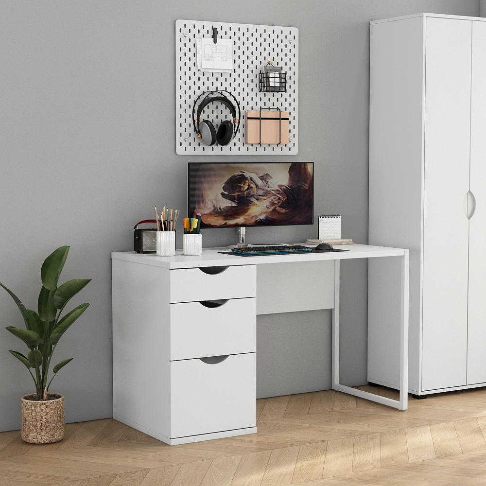 GOODproduct Schreibtisch Set,  mit Schubladen, im modernen skandinavischen Design, Breite 120 cm