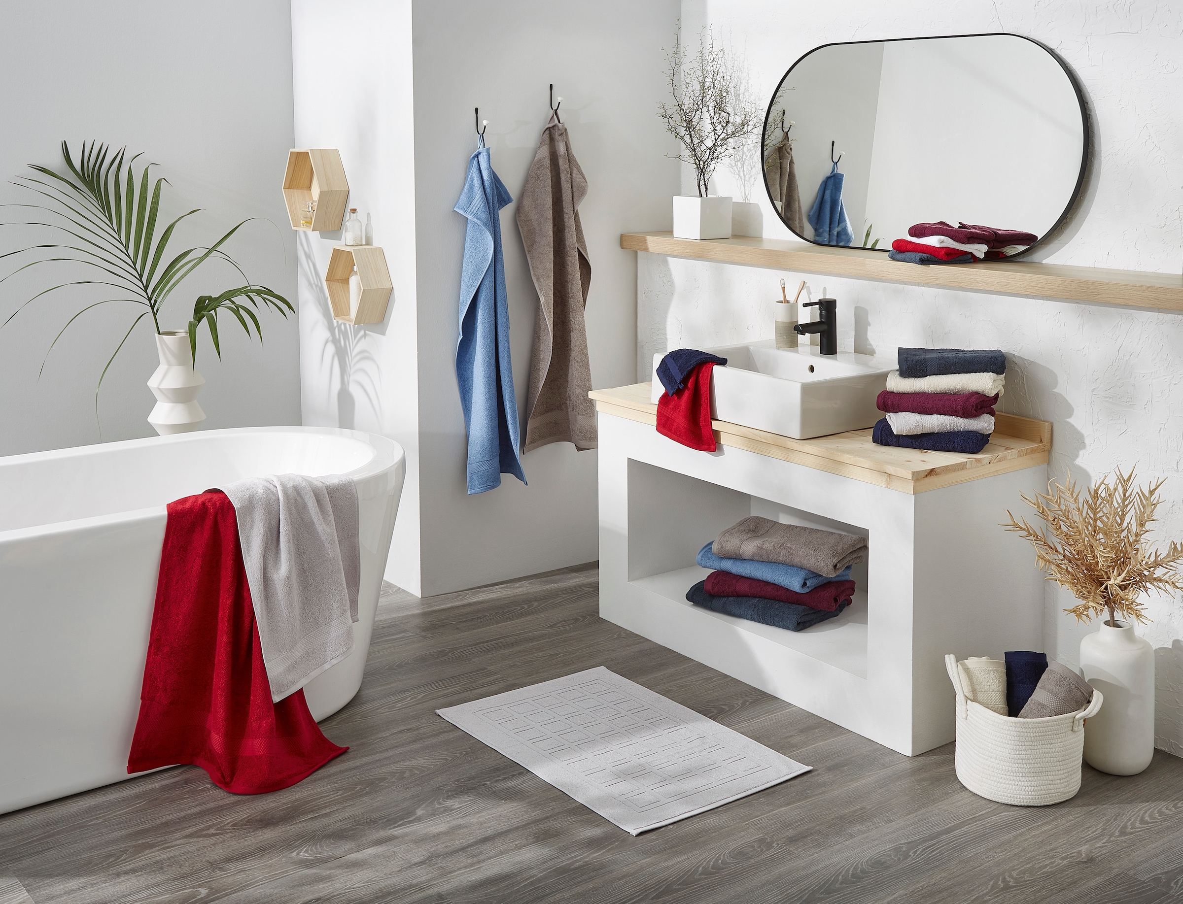 Dyckhoff Badematte »Planet« Höhe 3 mm beidseitig nutzbar | fussbodenheizungsgeeignet Baumwolle, 2er Set Hotelmatte