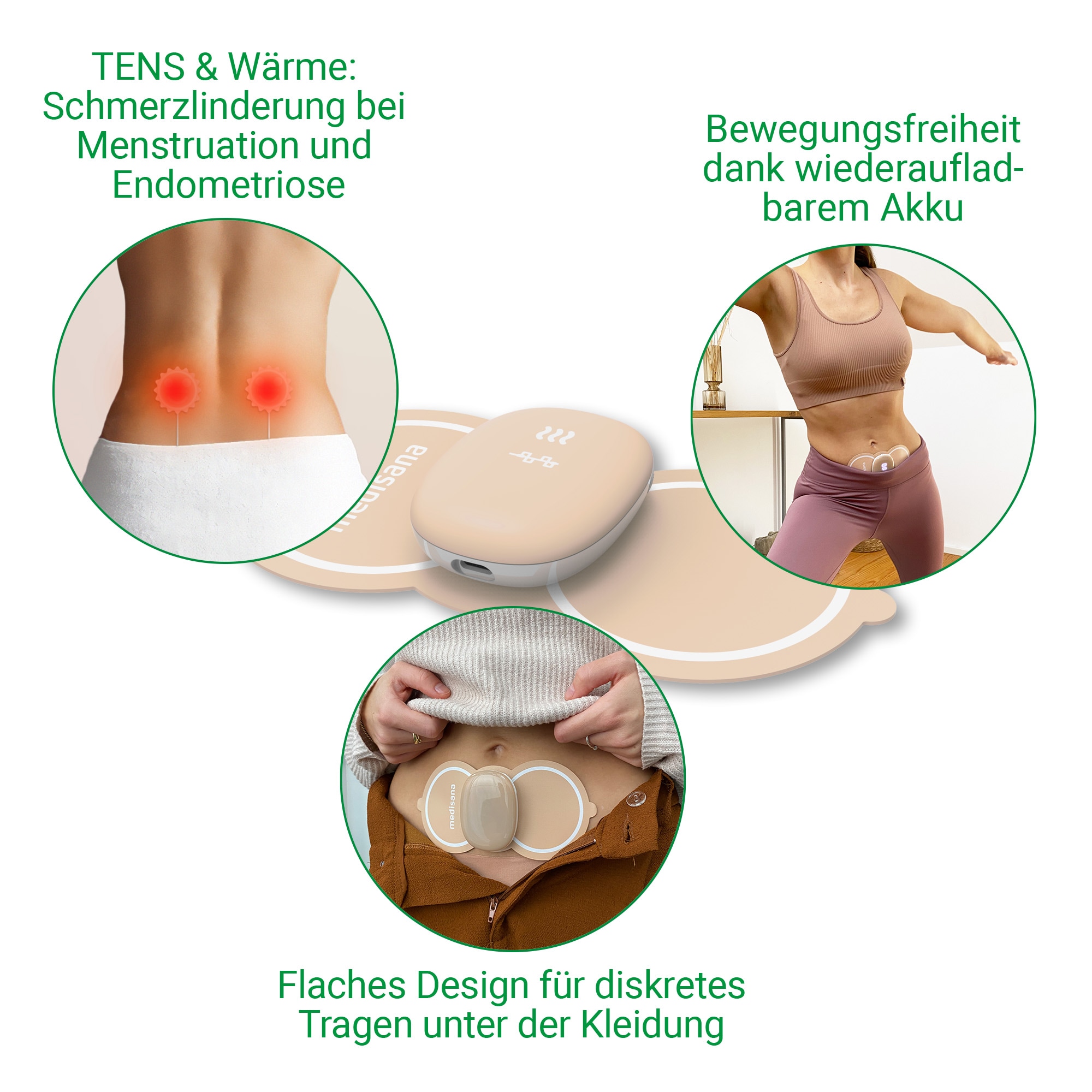 Medisana Menstruations-Pad »TT 250« Linderung & Entspannung bei Menstruation und Endometriose, Tens, Wärme