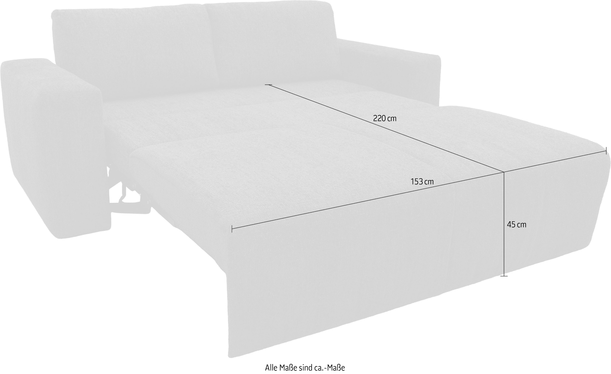 DOMO collection 2-places »Nerio, 207 cm breit, minimalistisch, modern, formatabile Polsterung« Ausziehbar, Schlaffunktion