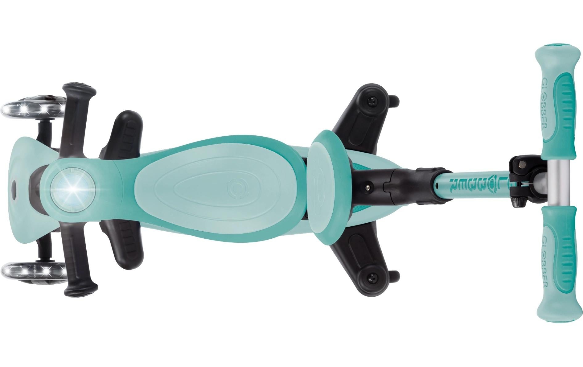 Globber Scooter »GO-UP BABY 360 LIGHTS, mit Leuchtrollen und Leuchtmodul« Aufsitzrad, Laufrad und Scooter in Einem