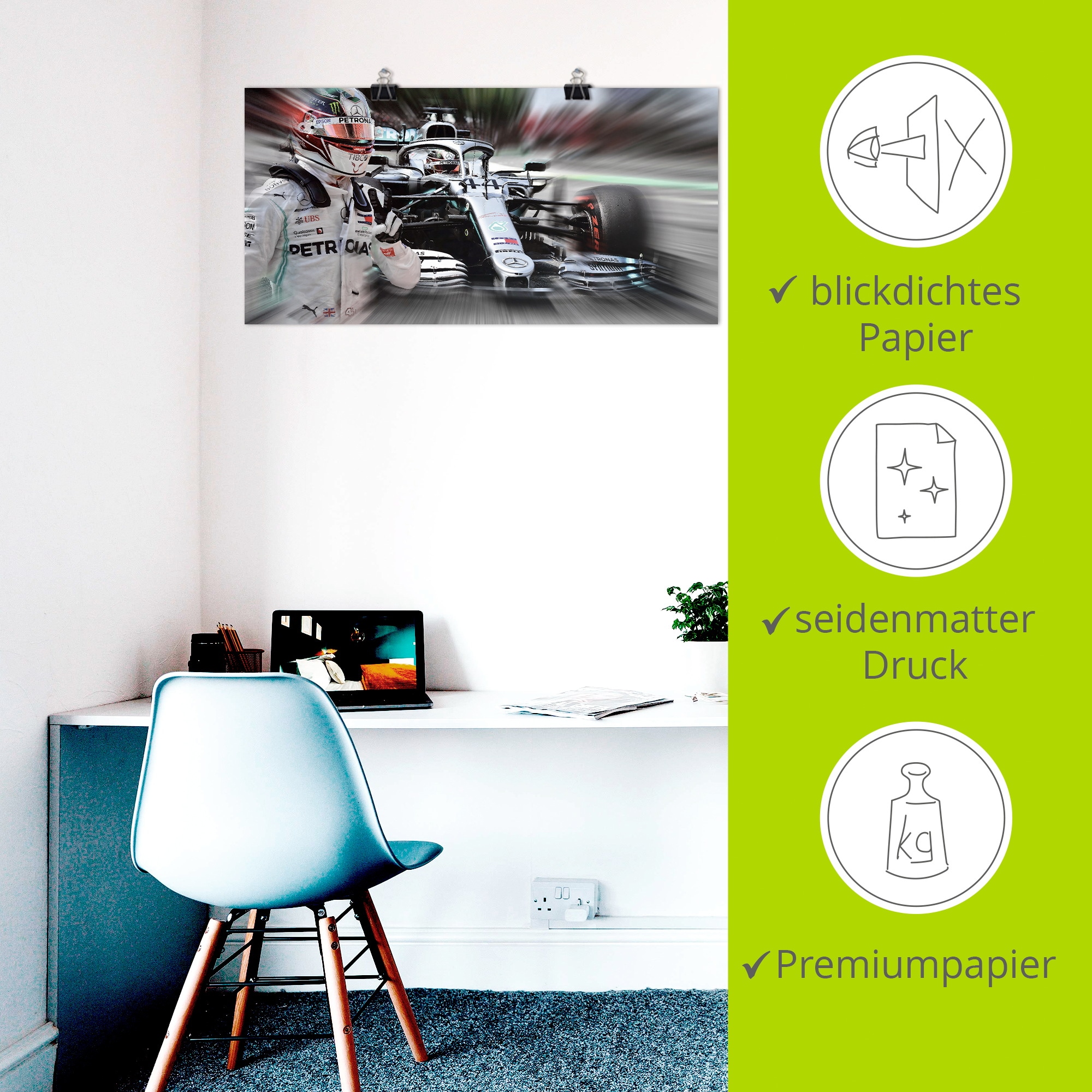 Artland Fresque murale »Weltmeister Sir Lewis Hamilton« 1 cuis tlg. als Alubild, Leinwandbild, Poster, Wandaufkleber in verschied. Grössen