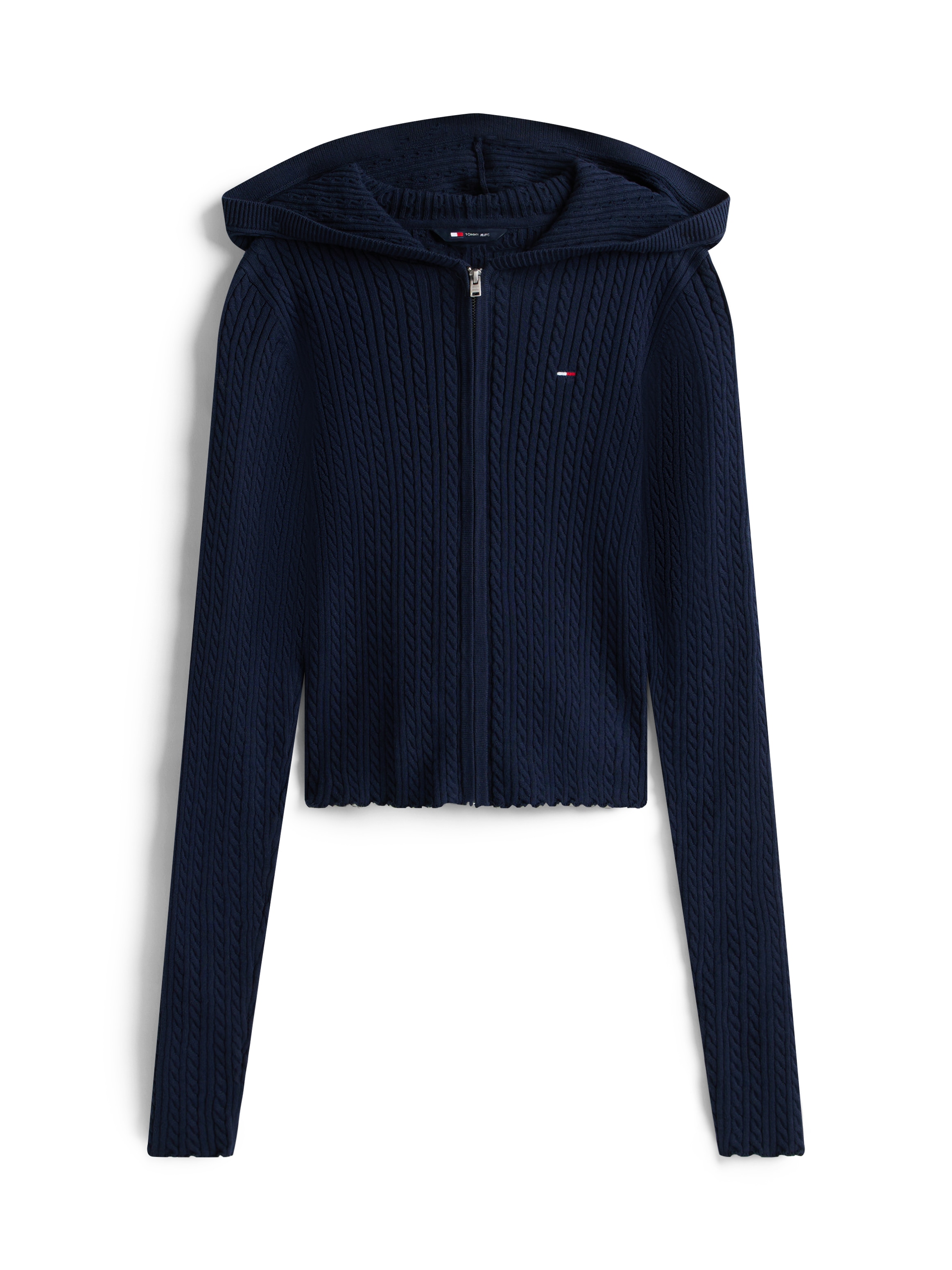 Tommy Jeans Veste en tricot »TJW ESSENTIAL ZIPPER HOOD CARDI« mit Zopfstrickmuster und Kapuze