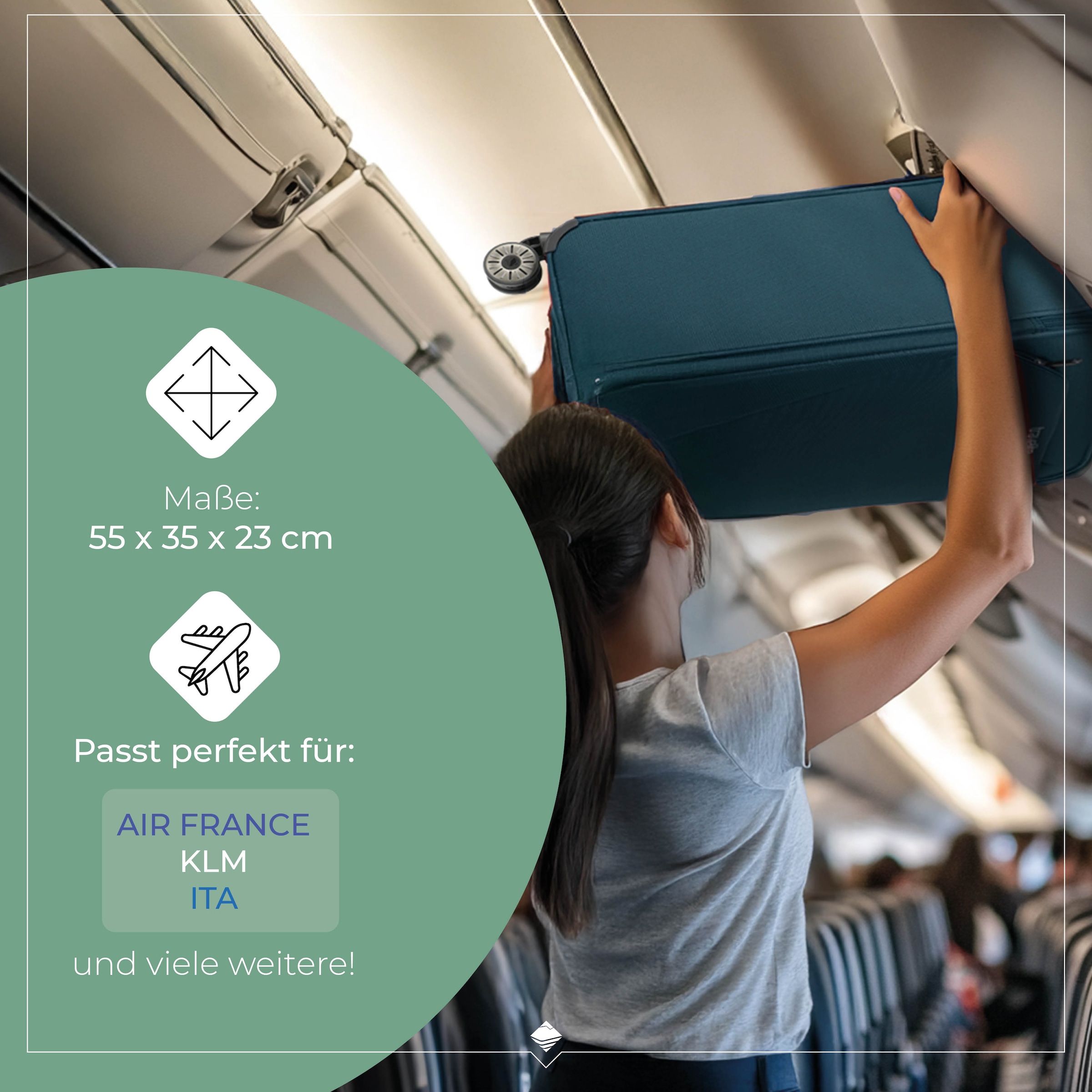 travelite Handgepäck-Trolley »JETPACK Slim 2 Cabin Handgepäck Koffer« 40 l 4 Rollen Weichgepäck, passend für viele gängige Airlines