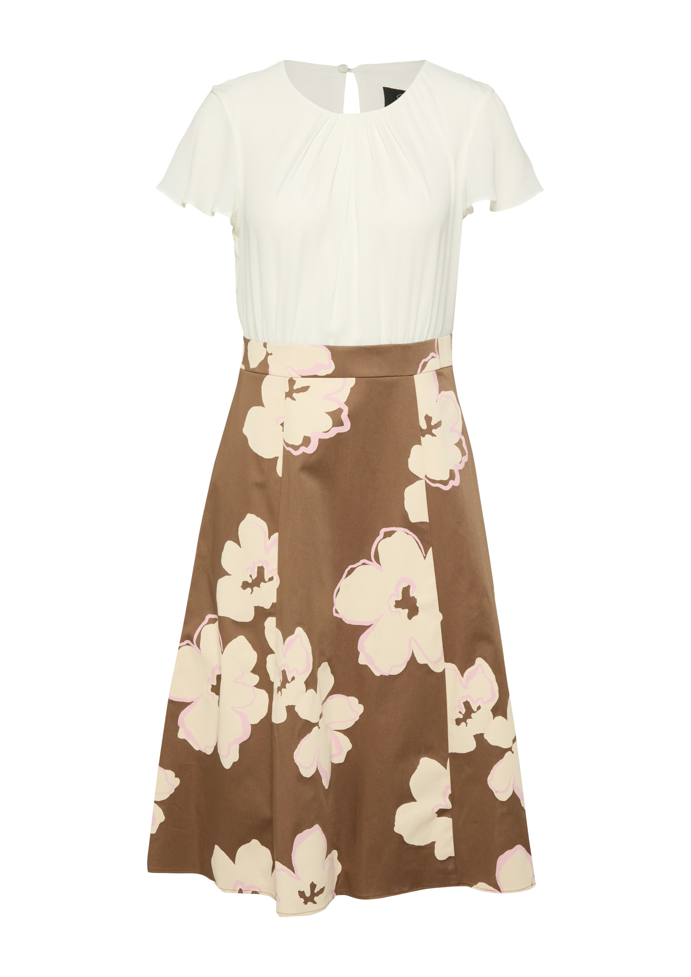 s.Oliver BLACK LABEL Robe fourreau Tailliertes Etuikleid aus Baumwoll-Elasthan-Mix und geblümt