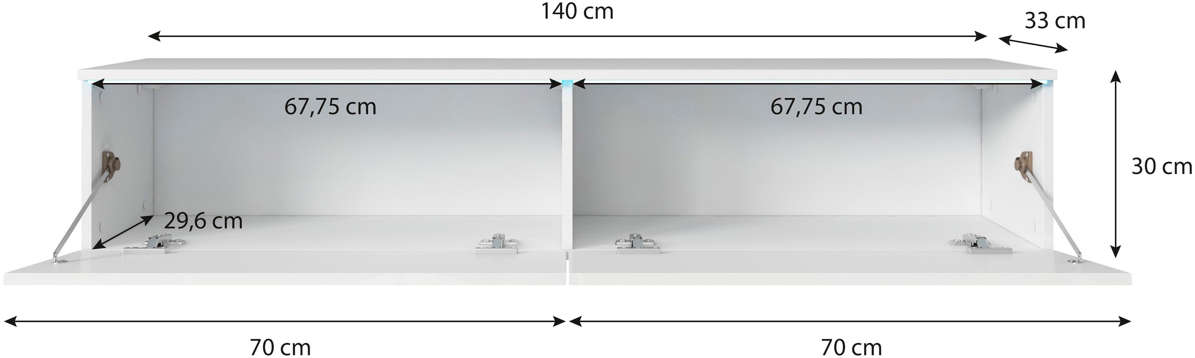 Home affaire Table basse »LOWBOARD D, wahlweise mit oder ohne Beleuchtung« meuble TV moderne sans poignées, avec beaucoup de rangement, debout et suspendu