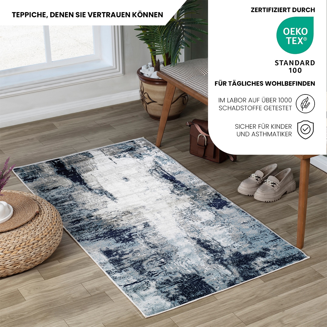 Livabliss Tapis »HELSINKI« Rectangulaire 11 mm Höhe Designerteppich in Marmor Optik, Kurzflor Wohnzimmerteppich/Läufer