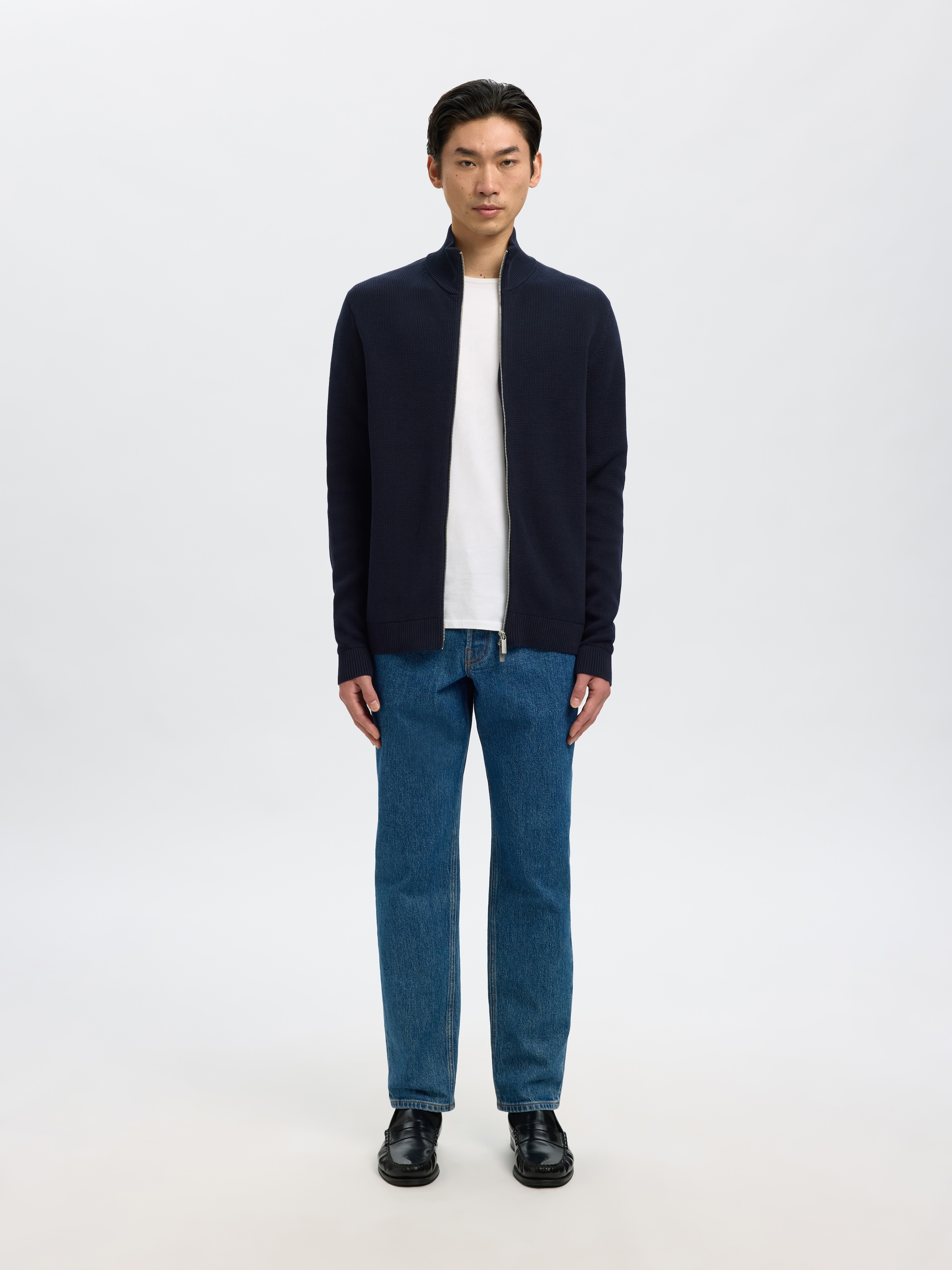 SELECTED Veste en tricot »SLMDANE LS KNIT STRUCTURE FULL ZIP NOOS« coton, coupe régulière