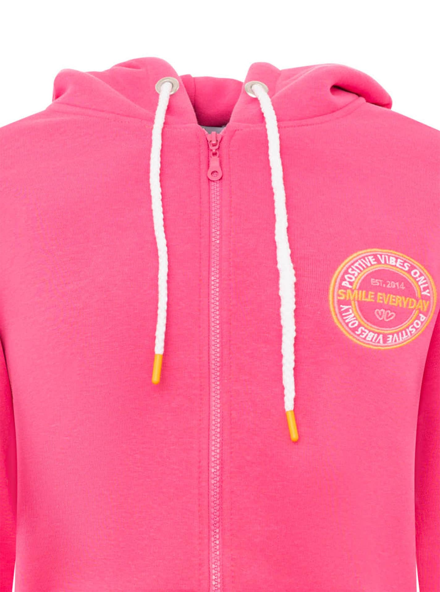 Zwillingsherz Sweat à capuche »"Smile Everyday ZH"« Capuche, poches, manches longues, broderie, fermeture éclair