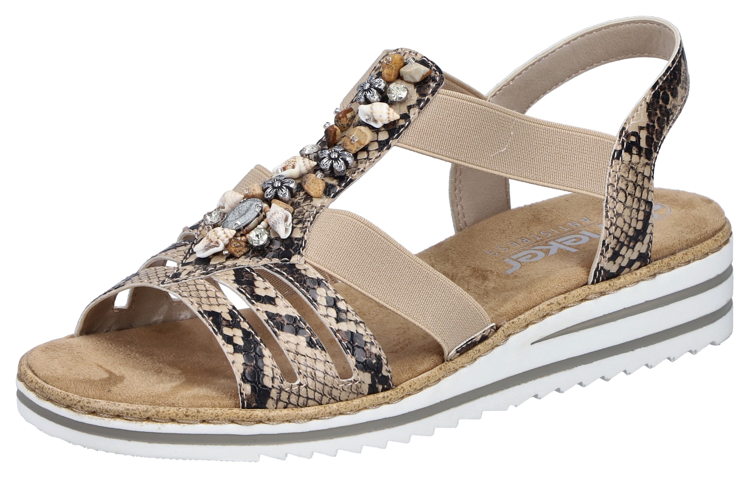 Rieker Sandale  chaussure d'été, sandale, talon compensé, avec décoration estivale