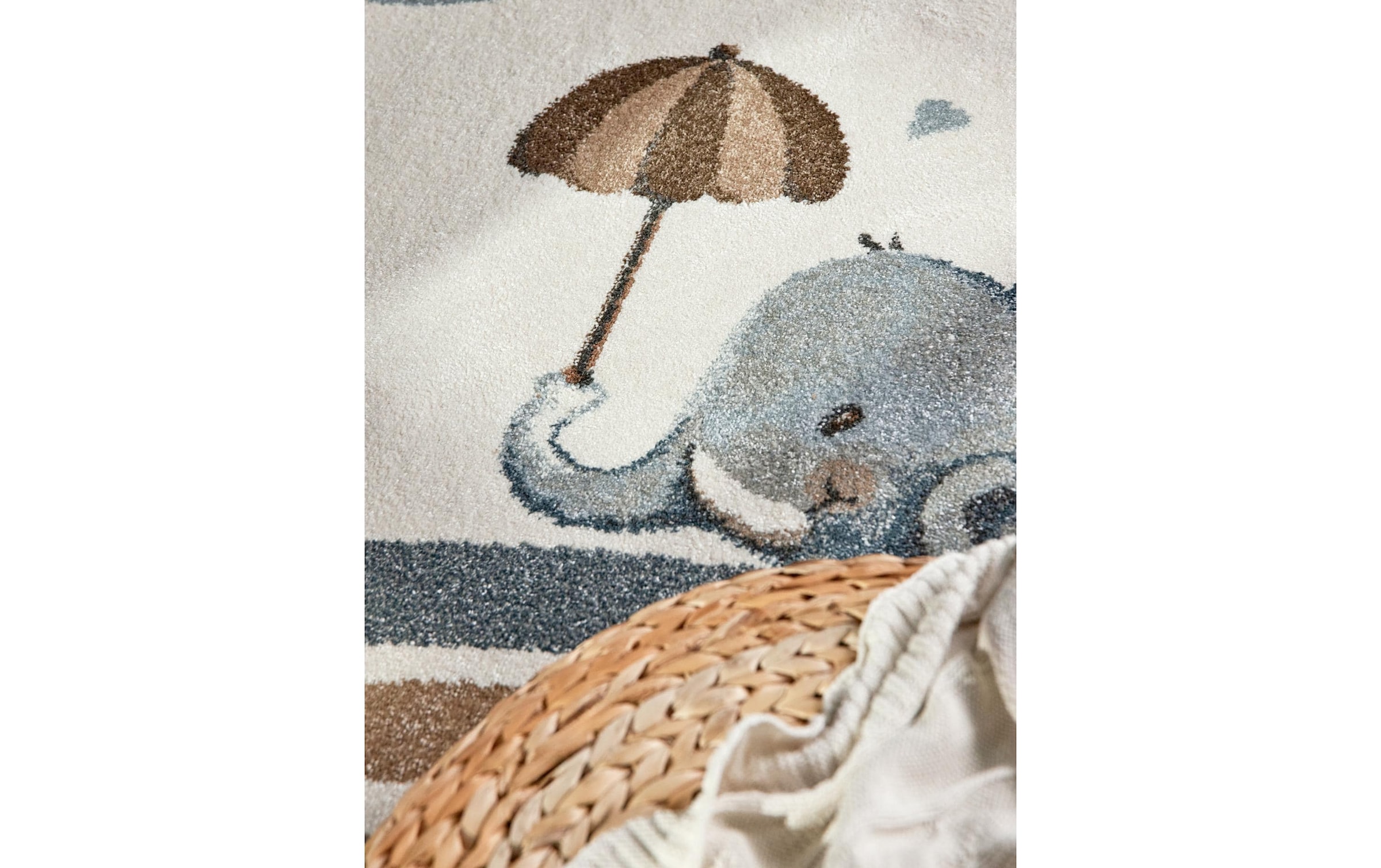 Villeroy & Boch Tapis pour enfants »Walk like an Elephant Rainy Party Teppich« Rectangulaire 9 mm Höhe Spielteppich weich, Kinderzimmer, Boho Kids Spielunterlage, Tieremotiv