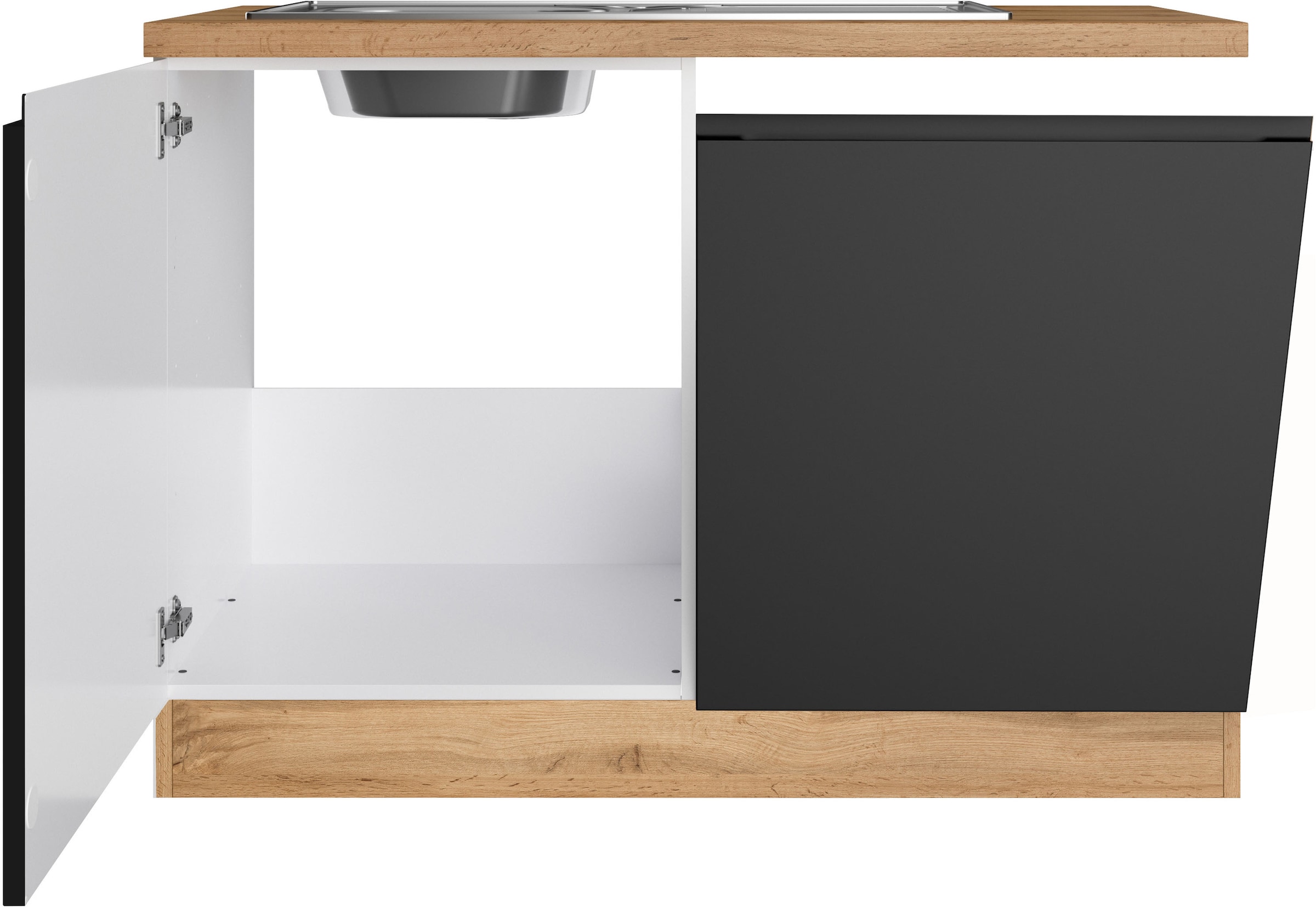 KOCHSTATION Meuble évier »KS-Virginia,neu in verbesserter Ausführung« Rangement, Softclose, sans robinet,  largeur 110 cm, évier encastré inclus, fermeture douce