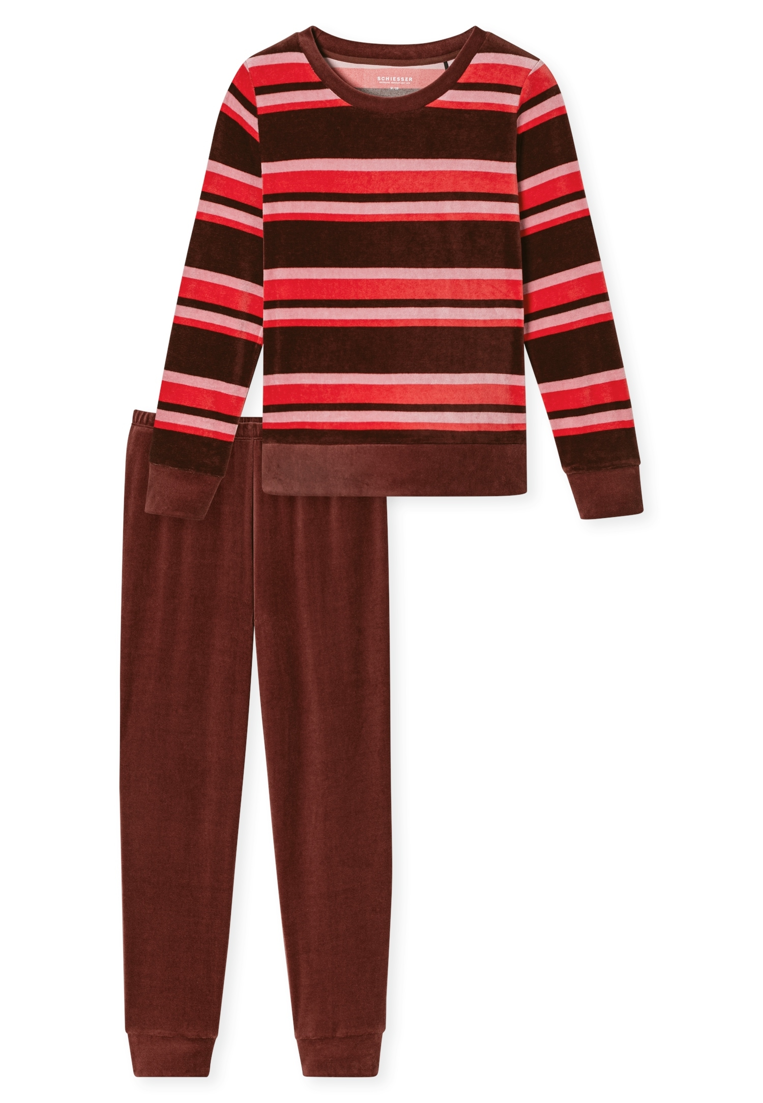 Schiesser Pyjama »Comfort Nightwear« Baumwollmischung, Rundhals-Ausschnitt, langärmelig, Velour-Qualität