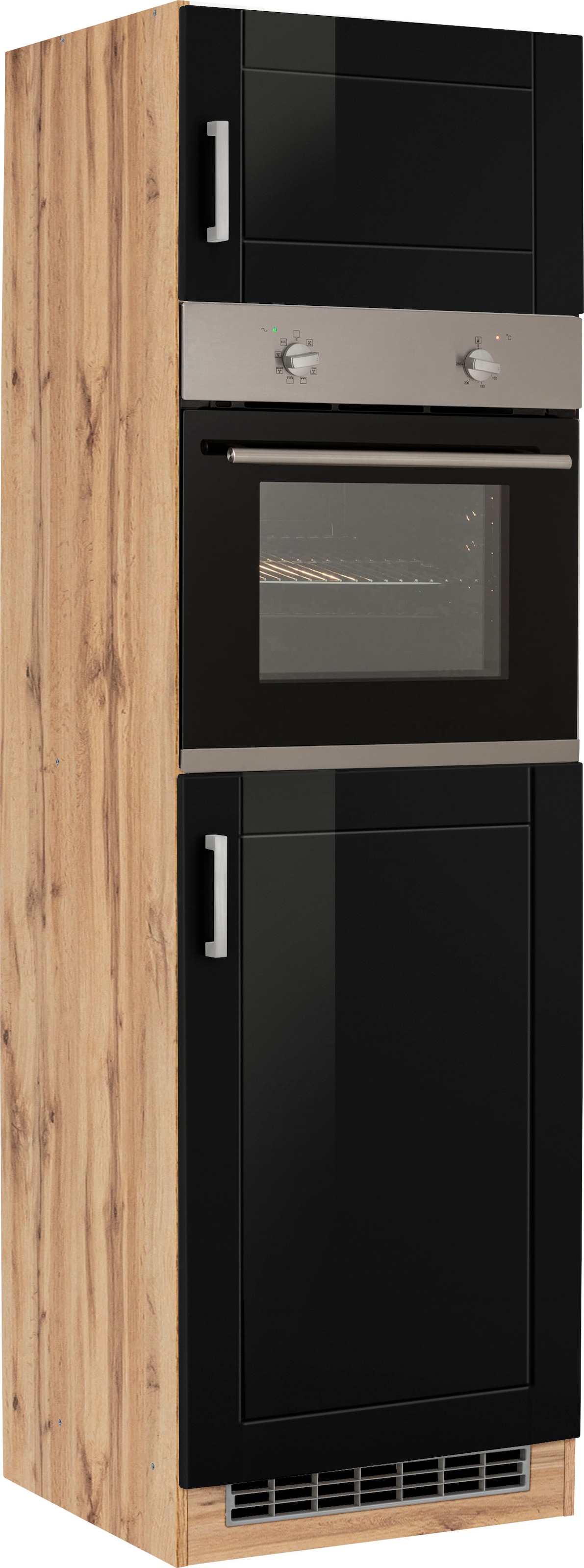 KOCHSTATION Backofen/Kühlumbauschrank »KS-Tinnum« 60 cm breit, 200 cm hoch, Metallgriffe, MDF Fronten, Nischenmass 88 cm