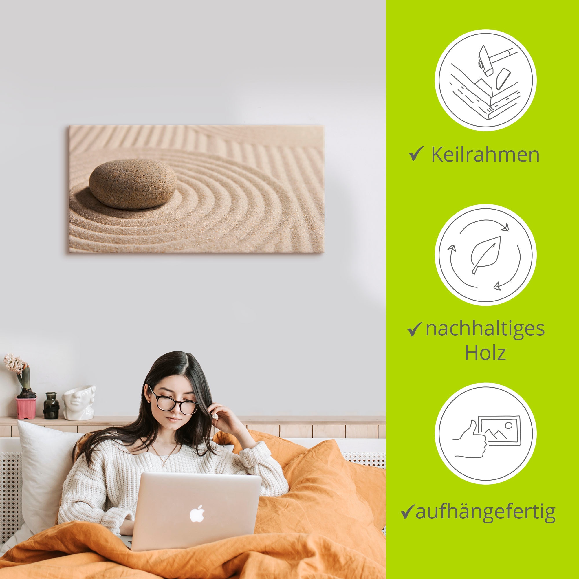 Artland Fresque murale »Mini Zen Garten - Sand« 1 cuis tlg. als Leinwandbild, Poster, Wandaufkleber in verschied. Grössen