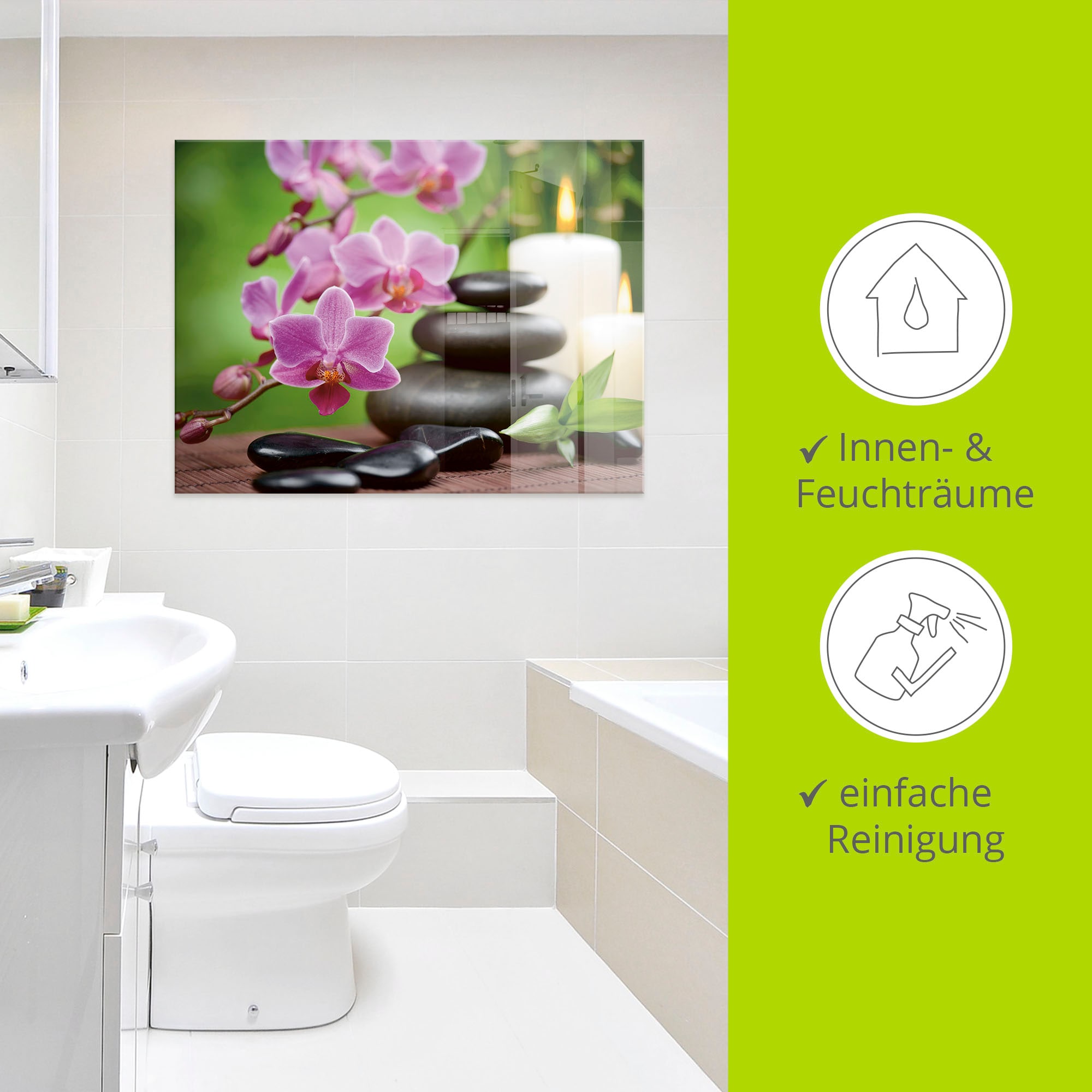 Artland Tableau en verre »Zen Basaltsteine und Bambus auf Holz« 1 cuis tlg. in verschiedenen Grössen