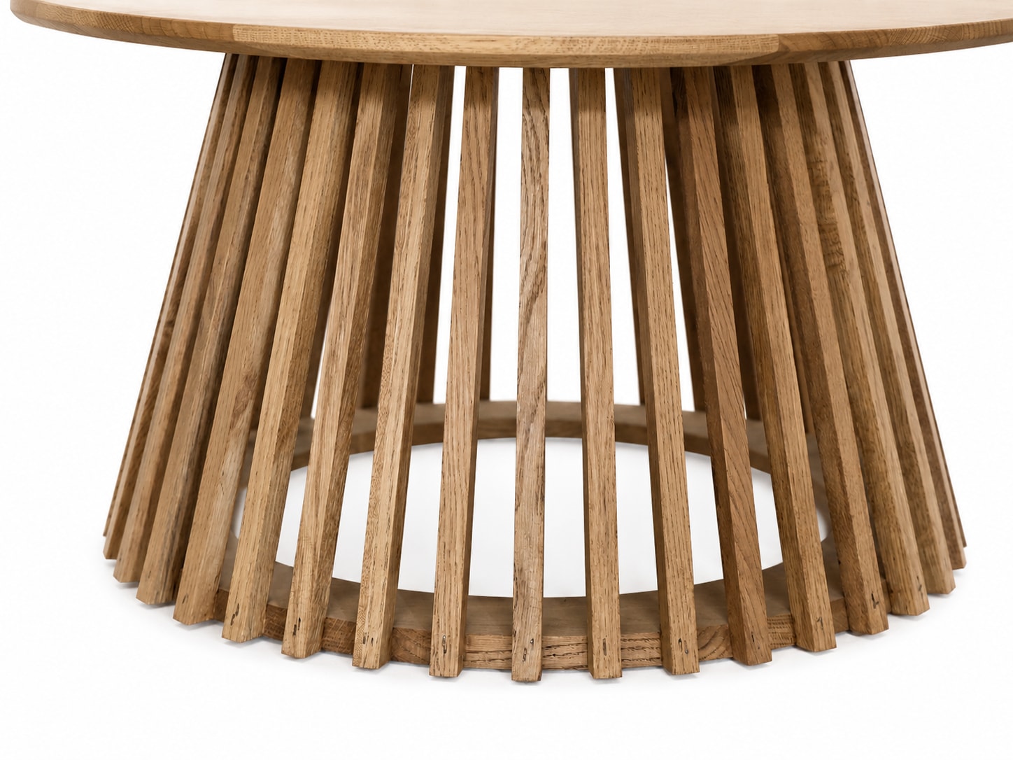 GOODproduct Couchtisch »Lovran, Wohnzimmertisch, Sofatisch, Beistelltisch, Kaffeetisch« Runder Tisch (Ø60) aus Wildeiche Natur/Smoke mit Konus-Lamellenfuss