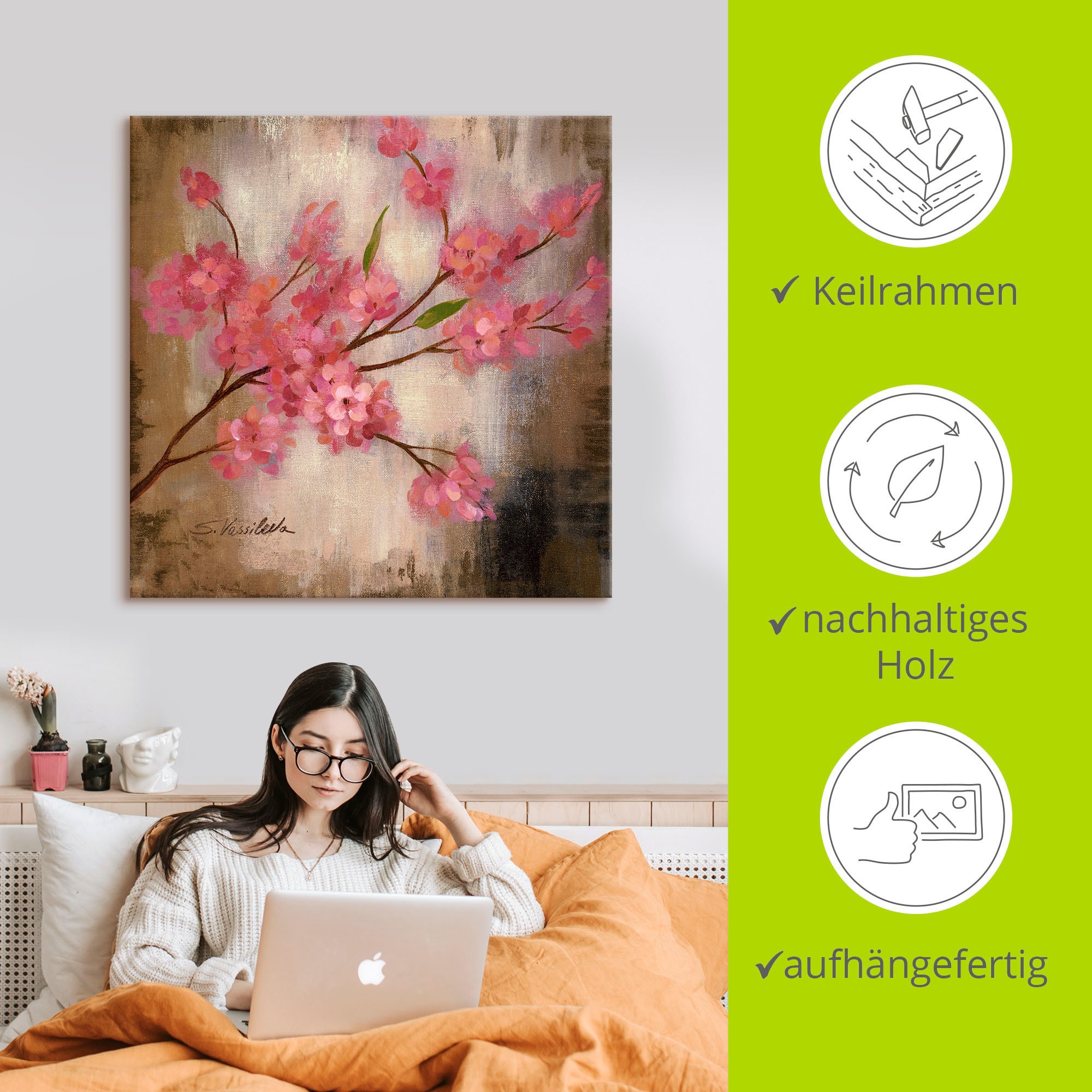 Artland Leinwandbild »Kirschblüte I« Blumen 1 Stk. tlg. auf Holzrahmen gespannt