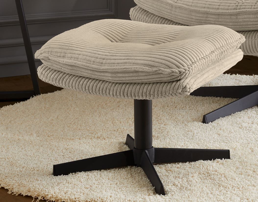 Jockenhöfer Gruppe Fauteuil de relaxation »Kasper, B: 76 cm, Sitzhöhe: 47 cm« Ensemble : avec tabouret, fonction pivotante à 360°, velours côtelé