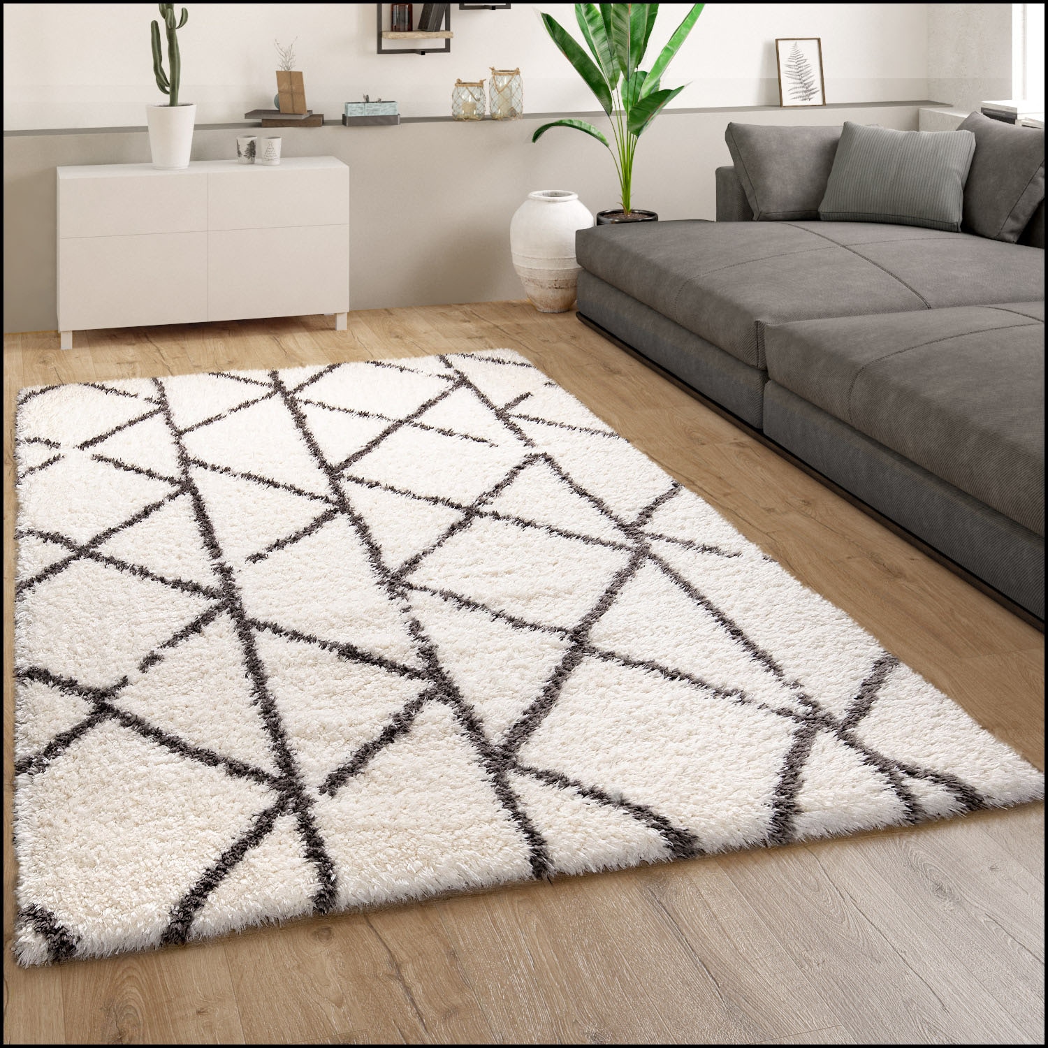 Paco Home Tapis à poils longs »Maghreb  78« Rectangulaire 44 mm Höhe modernes Design, weich und flauschig