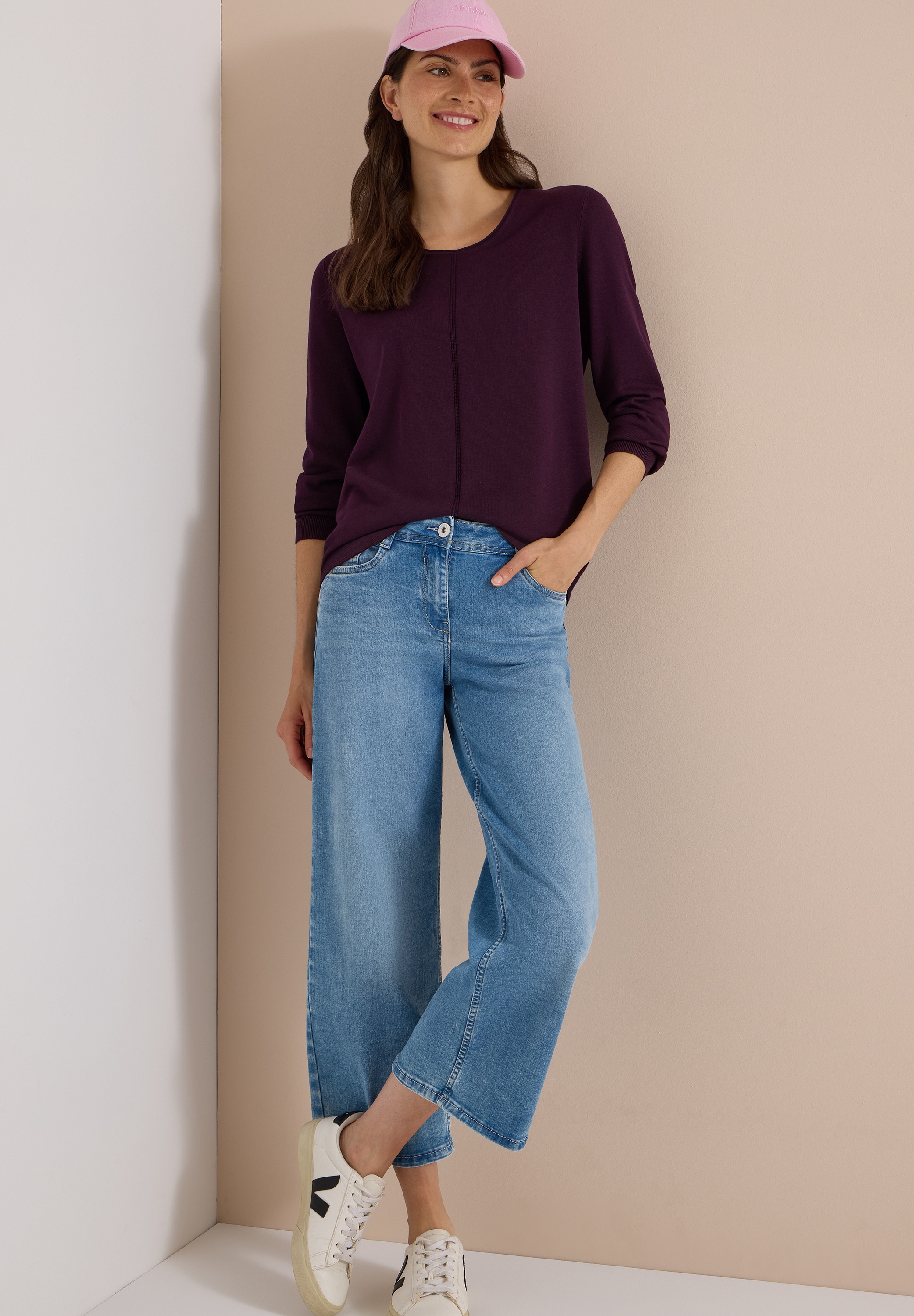 Cecil Pull en tricot mélange coton-viscose, maille fine, uni