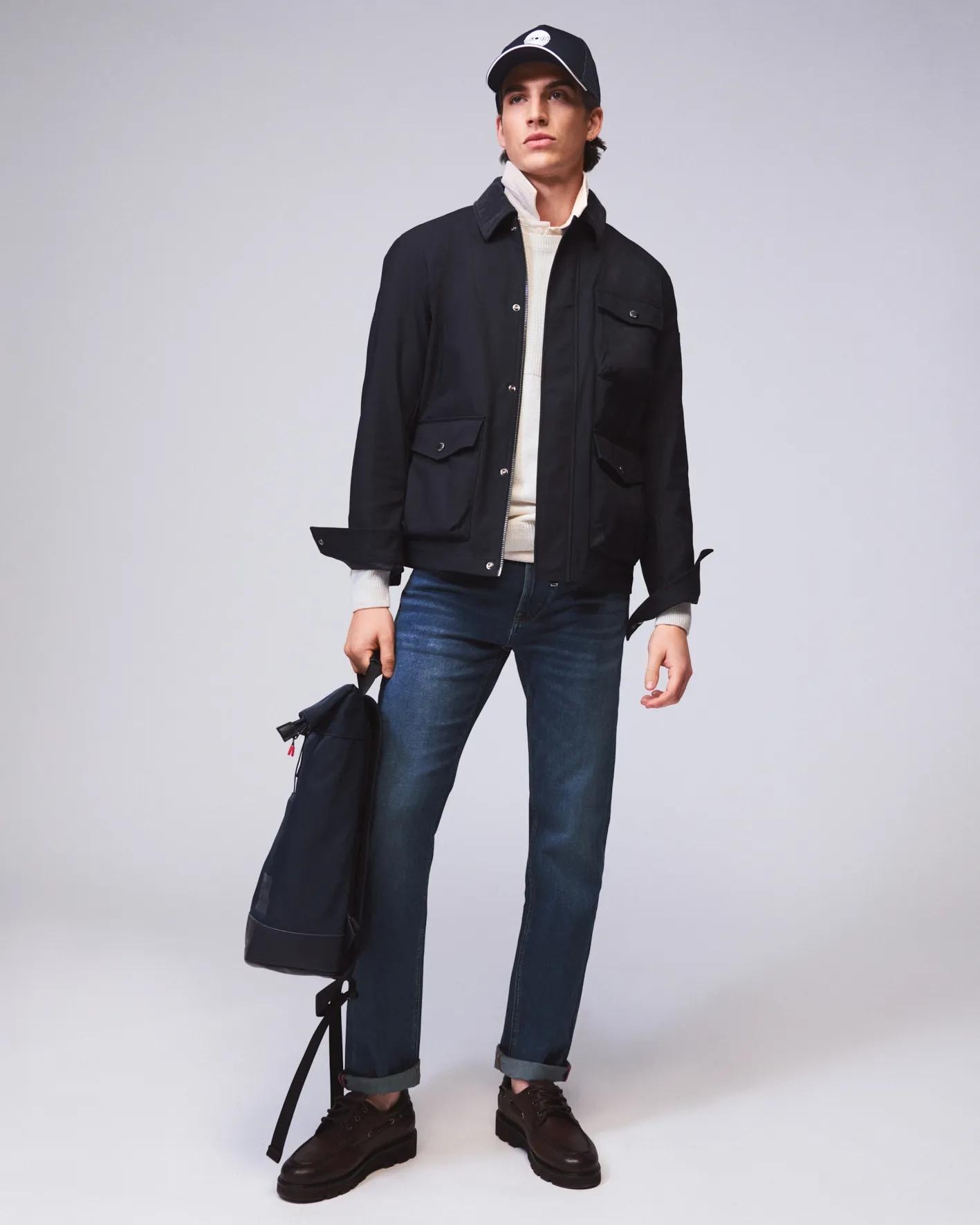 Joop Jeans Pull à col rond »Owin« im Materialmix