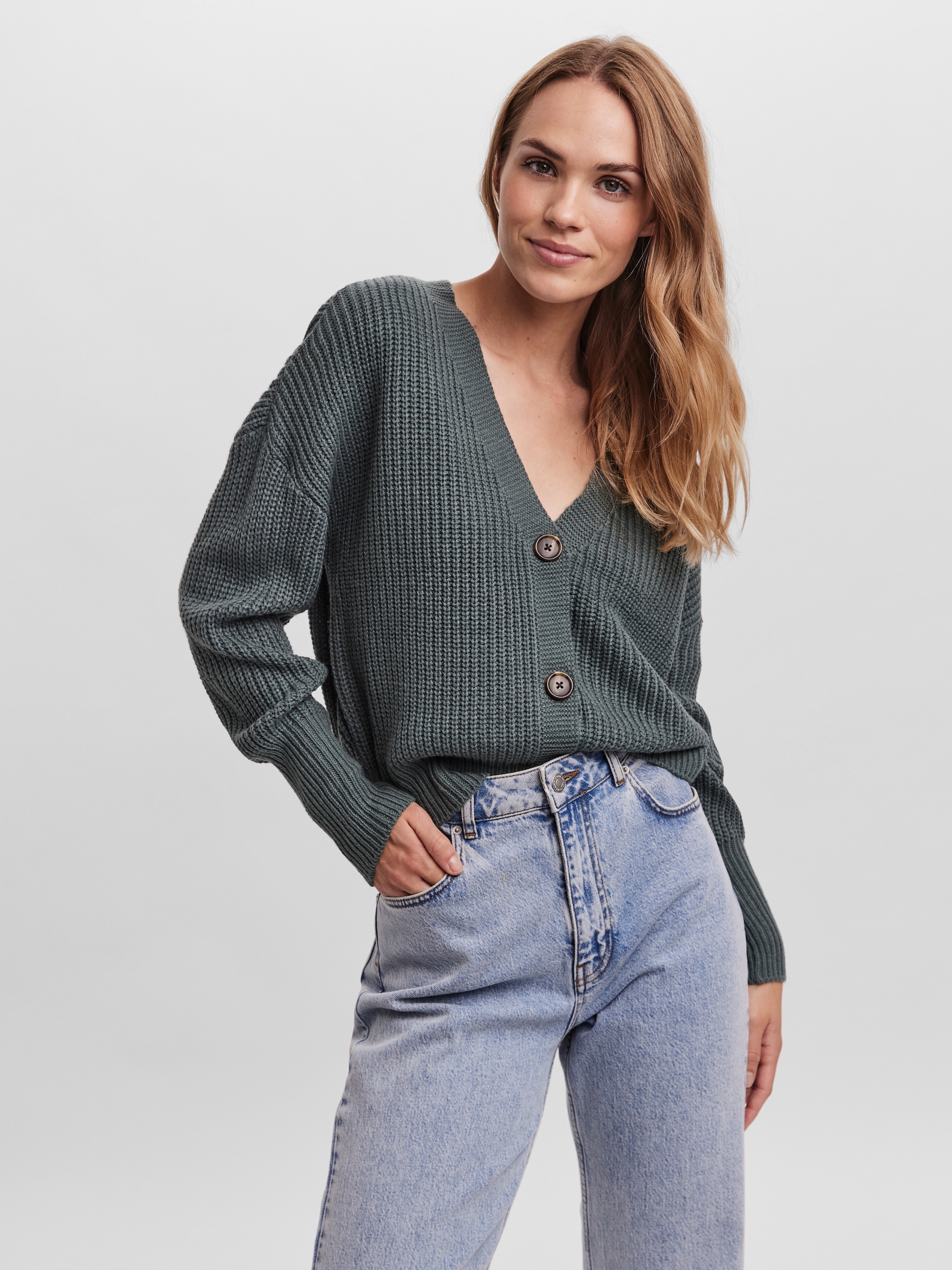 Vero Moda Veste en tricot »VMLEA LS V-NECK CUFF CARDIGAN NOOS« fibre synthétique, coupe régulière