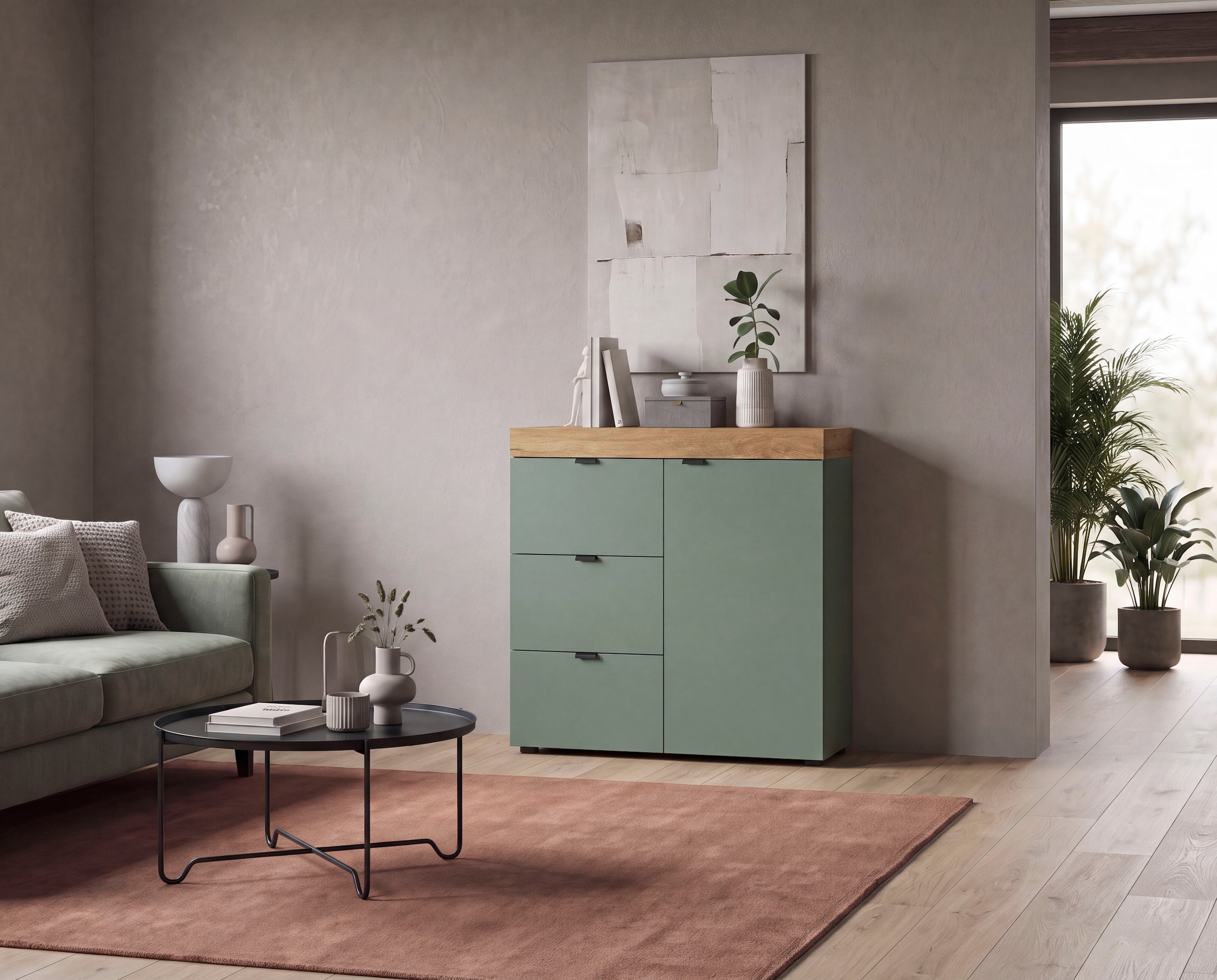 GOODproduct Commode »MAMBO II, Breite 77 cm, 1 Tür, 1 Einlegeboden, 3 Schubkästen« 1 cuis tlg. Commode, buffet, salon, chambre à coucher