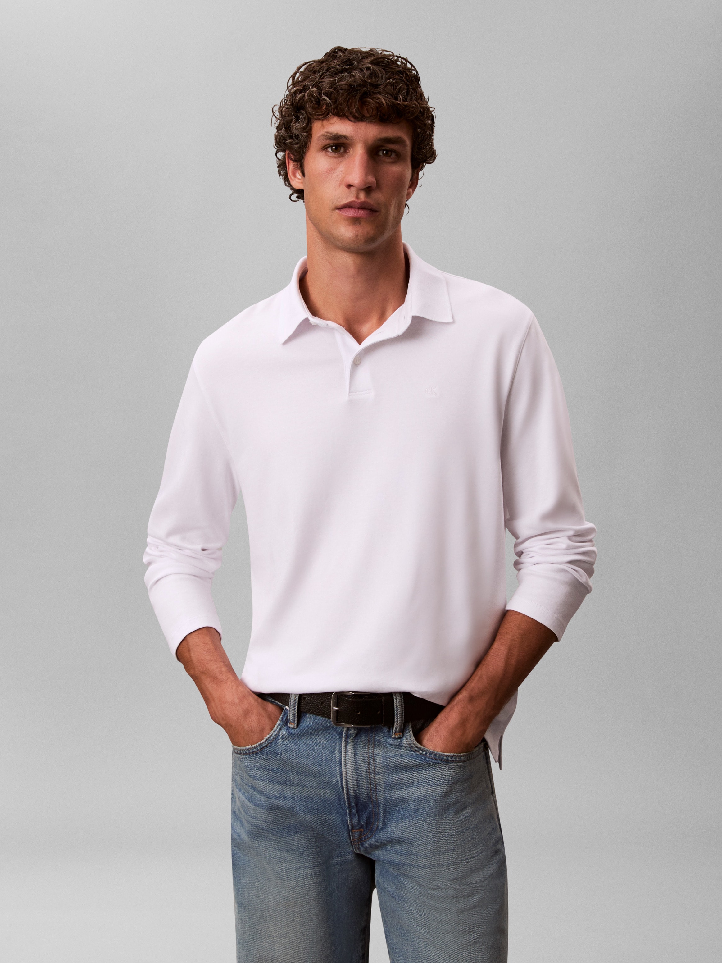 Calvin Klein Polo à manches longues »LS SUPIMA COTTON SOLID POLO« regular fit mit Rundhalsausschnitt