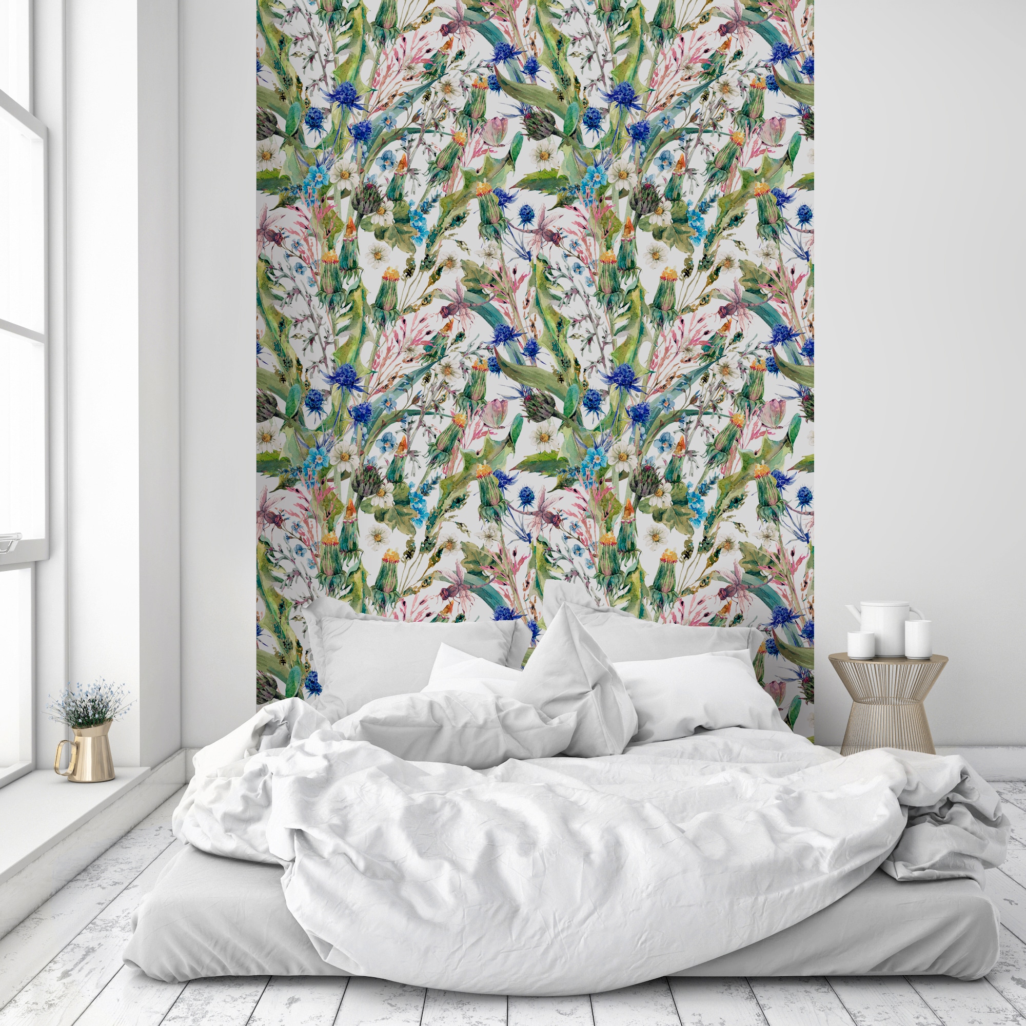 queence Vinyltapete »Grace« Motiv | bedruckt | botanisch | floral | gemustert | natürlich glatt 90x250cm, selbstklebend, kinderleichte Anbringung, , Sticker