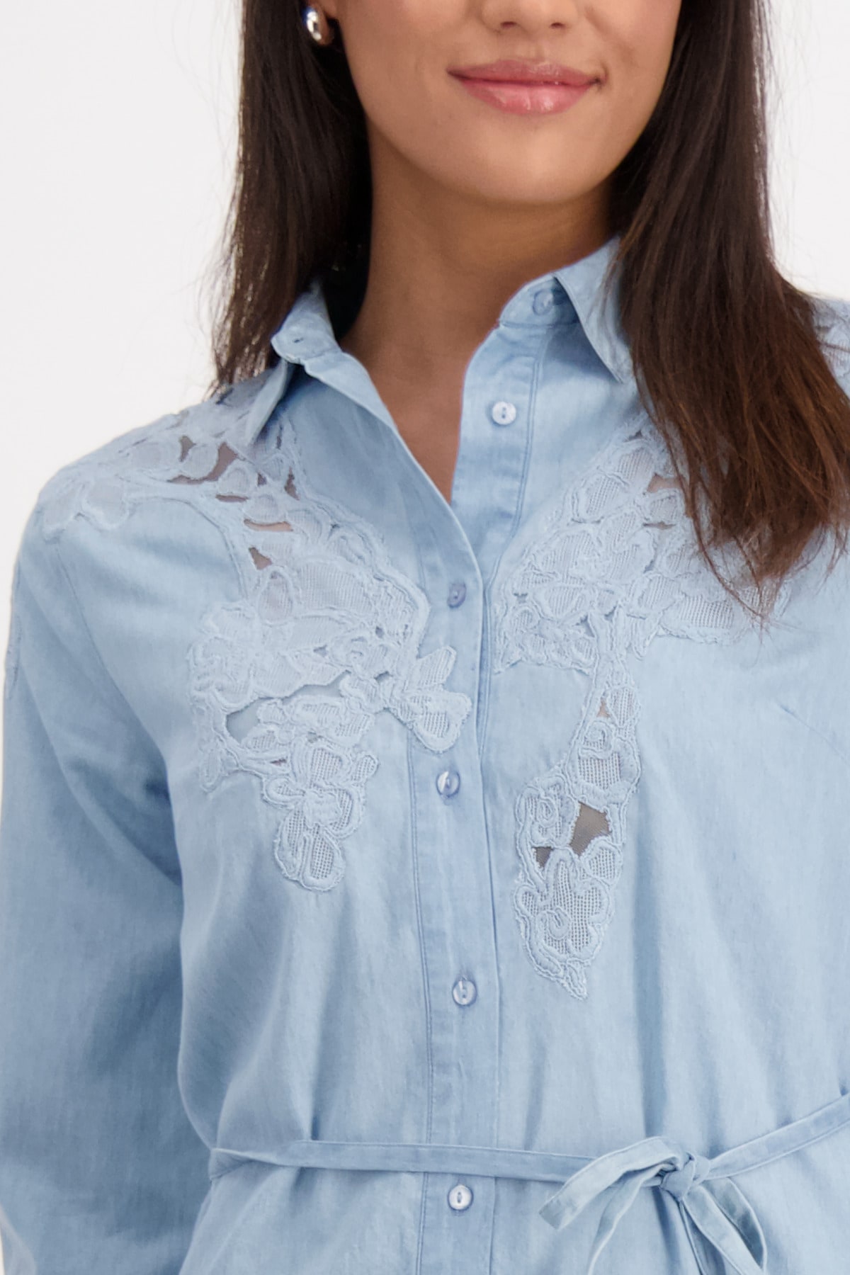 Monari Robe en jean Poches pour les mains avec ceinture à nouer