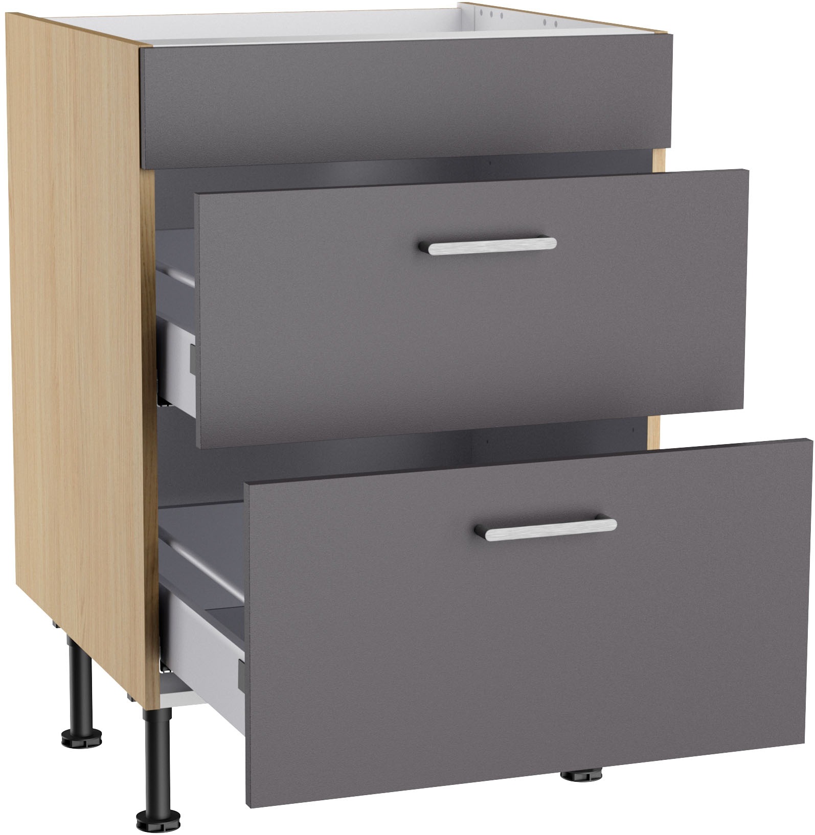 KOCHSTATION Kochfeldumbauschrank »KS-Lucy« Breite 60 cm, mit 2 Auszügen, Soft-Close, höhenverstellbare Füsse