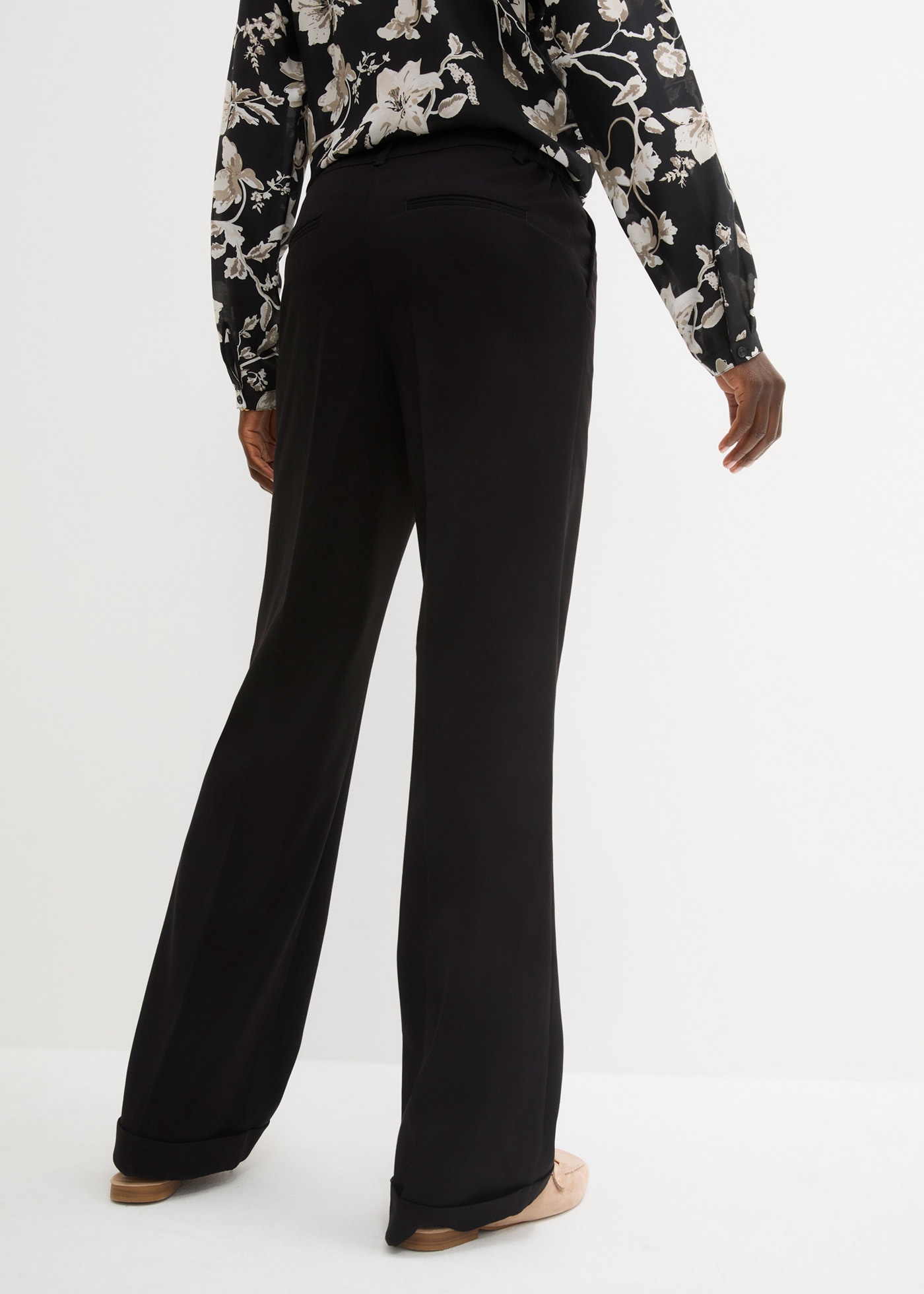 bonprix Pantalon marlène »Marlenehose«  weite Hose, mit Bügelfalte und Umschlagsaum, lockere Passform