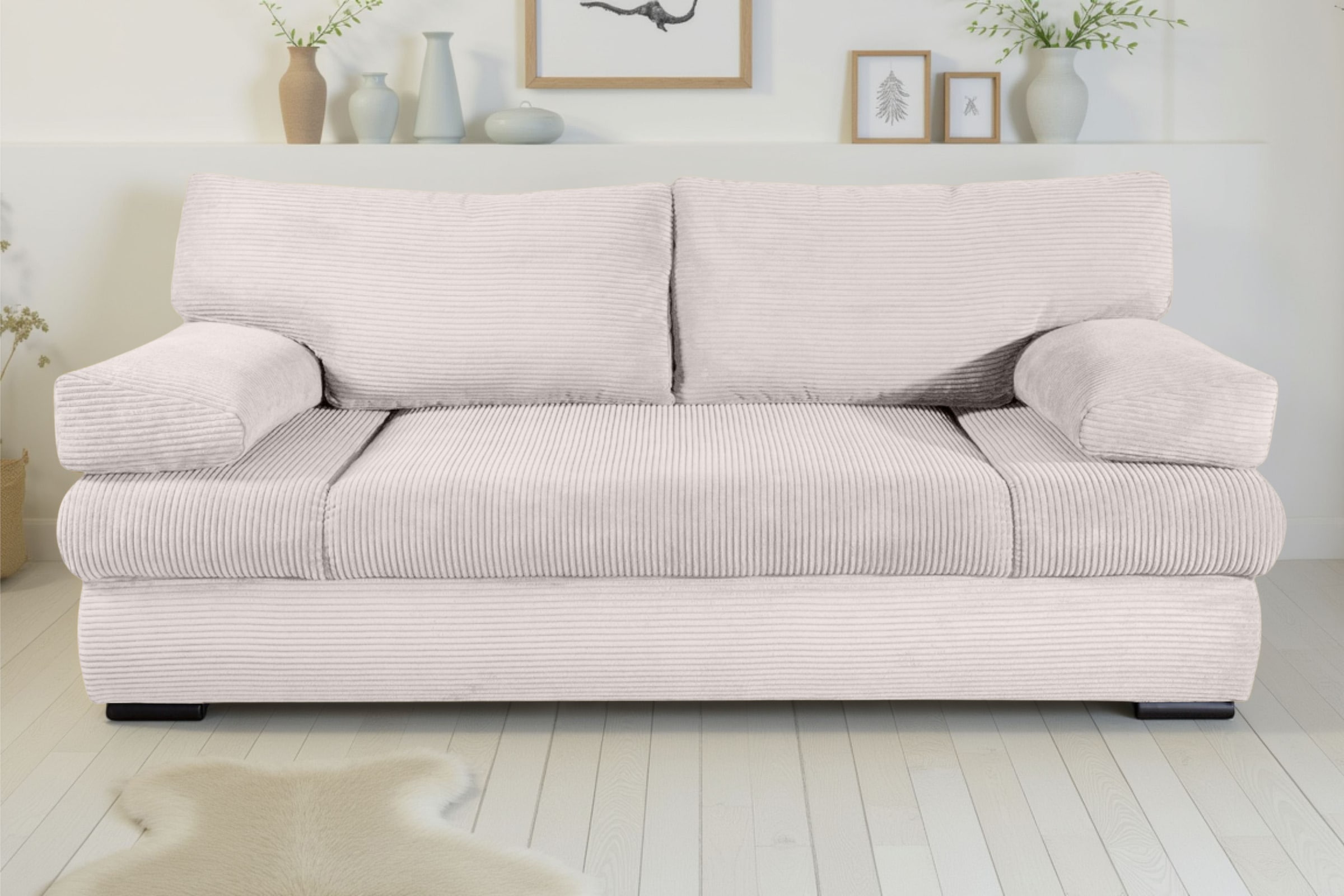 COLLECTION AB Canapé-lit »Tina, B: 200 cm, Liegefl. 146x200 cm« Bettfunktion, Bettkasten & 2 Armlehnenkissen, Federkern