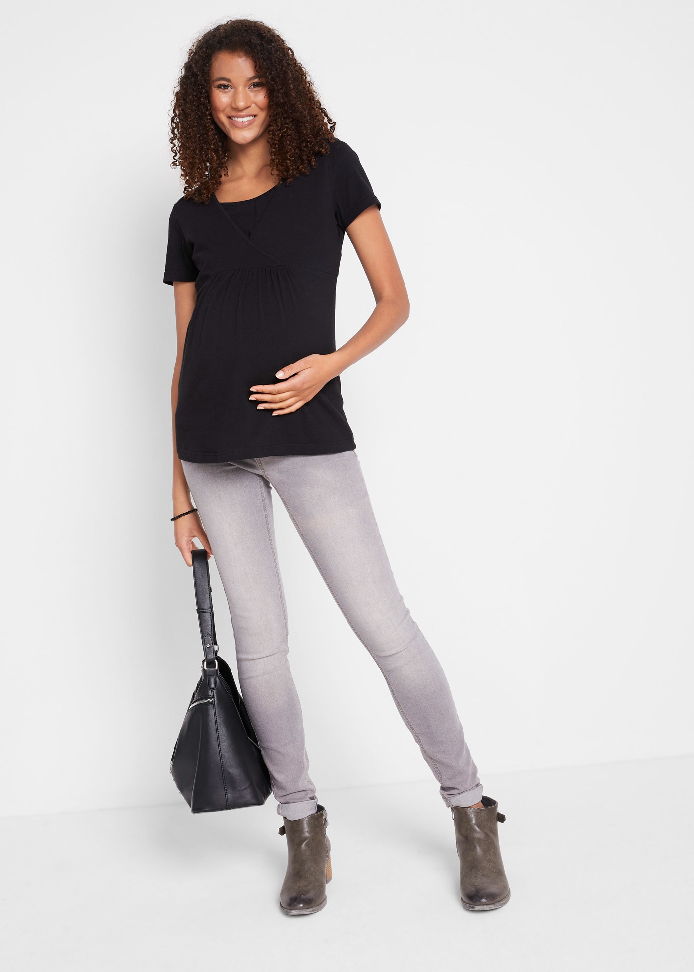 bonprix Stillshirt »2-in-1 Umstands- und Stillshirts (2er Pack?)« Packung, 2, 2 Stk. figurumspielende Passform, mit Wickelschnitt