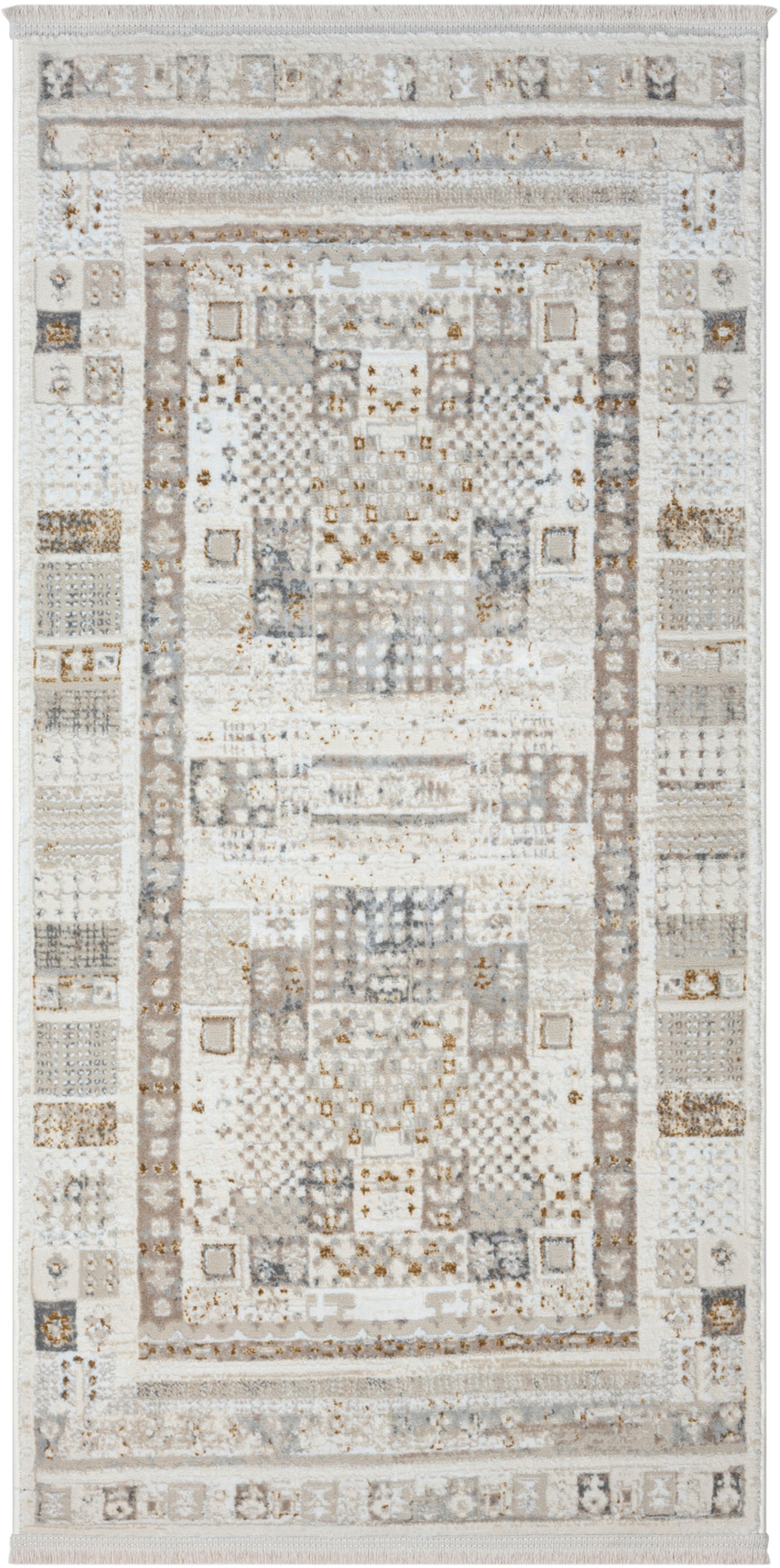 Myflair Möbel & Accessoires Tapis »My Kashkuly« Rectangulaire 10 mm Höhe Kurzflor, Retro-Style, besonders weich durch Microfaser, mit Fransen