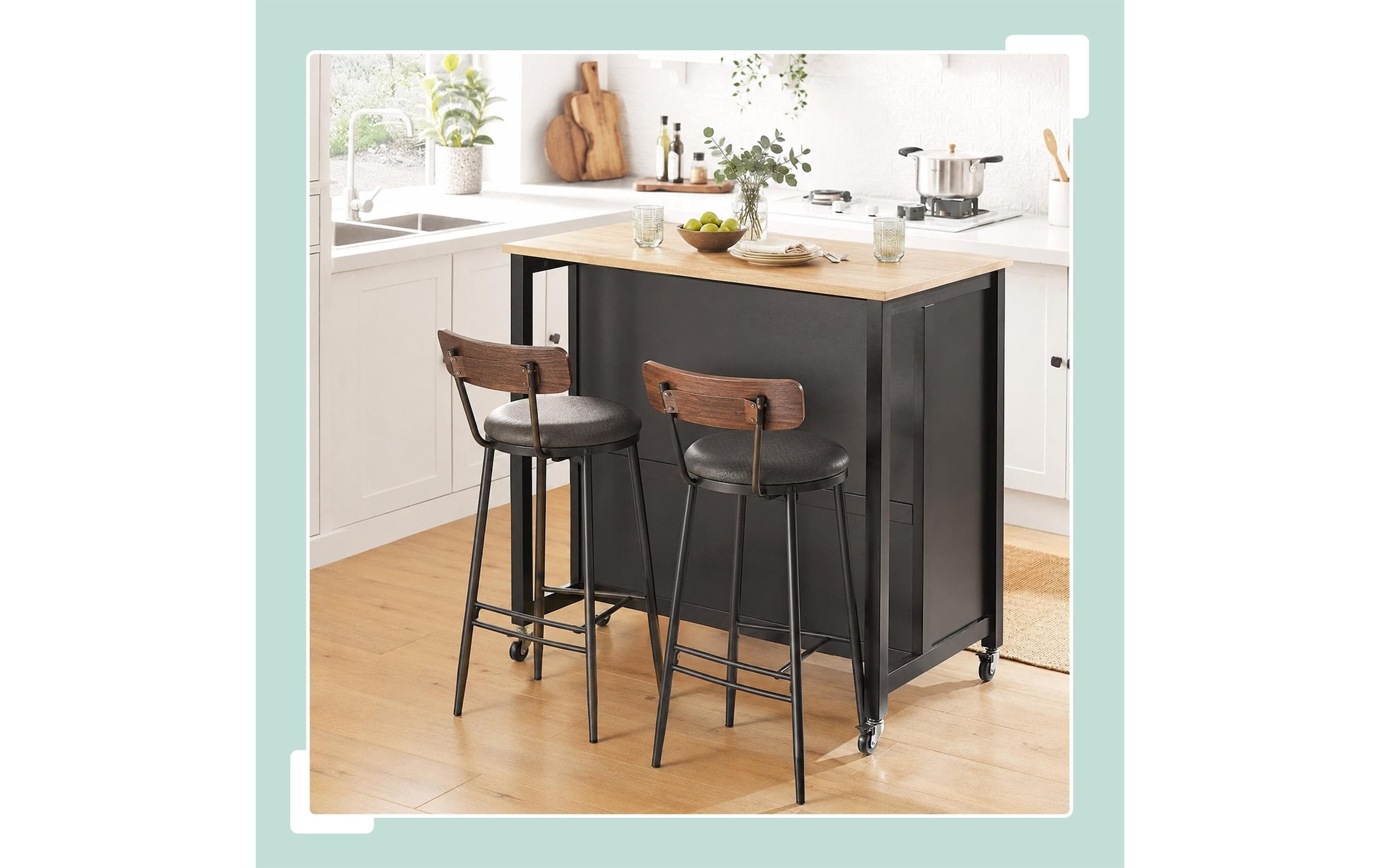 relaxdays »relaxdays Küchenwagen Kücheninsel 100 x 94 x 60 cm, Schwarz/Braun«