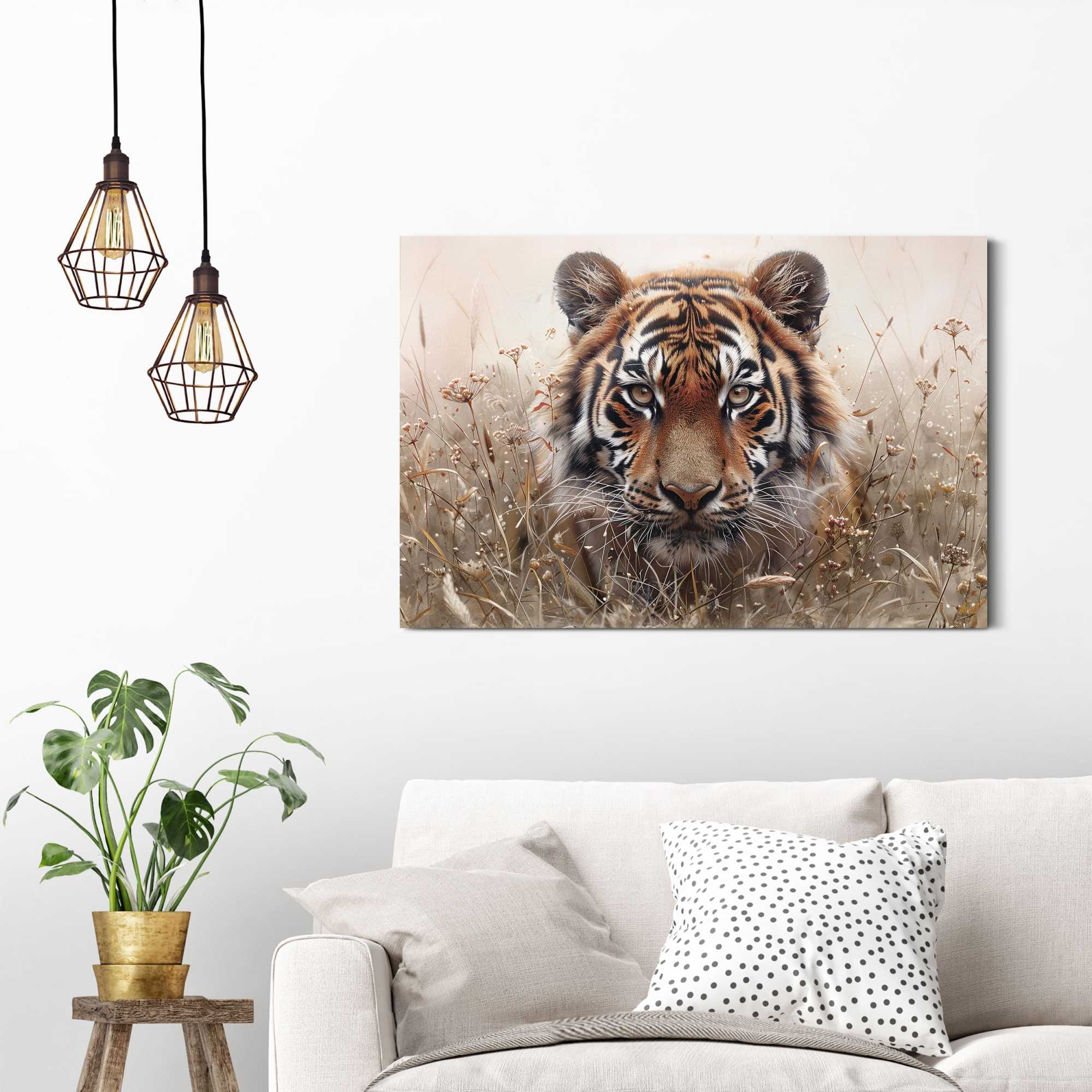 Reinders! Deco-Panel »Tiger auf der Jagd« Wohnzimmer - Braun - MDF - Tiere - 90x60 cm