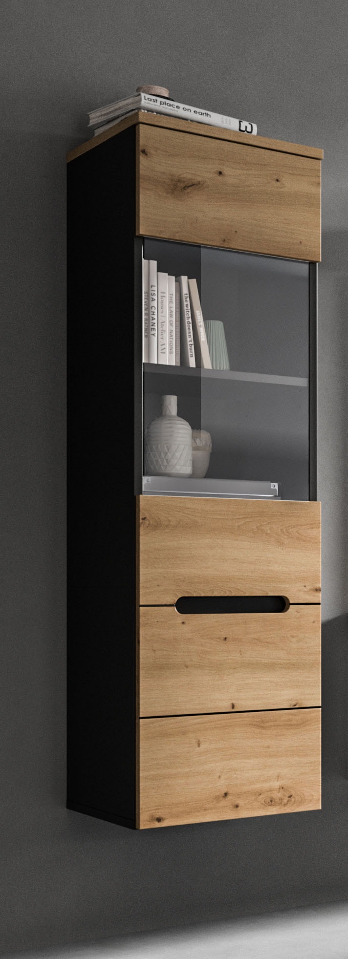Home affaire Vitrine »REHAT, TOPSELLER!, Höhe 125 cm, 1 Glastür, 1 Böden, 3 Fächer« stehend und hängend montierbar, 1 Stk. tlg. Vitrinenschrank, Schrank, Glasvitrine, Wohnzimmervitrine