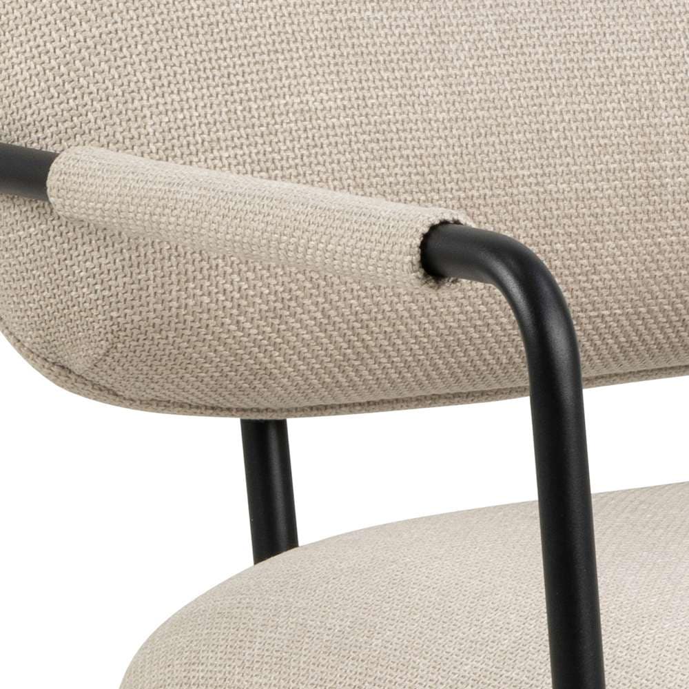 ACTONA GROUP Fauteuil lounge »Dillon Polstersessel, Armlehne,« Fauteuil lounge, tissu beige, pieds en acier noir, hauteur d'assise : 46,5 cm