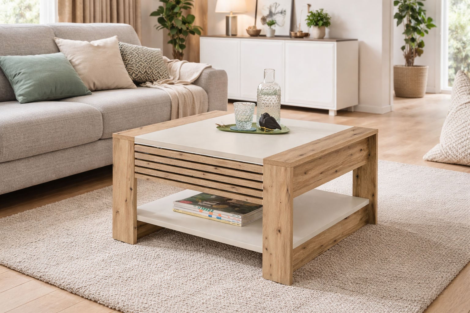 Stolkom Couchtisch »Feli Couchtisch B/H/T 70x42x70 cm« 1 Stk. tlg. MDF, fest verleimten Stäbchen