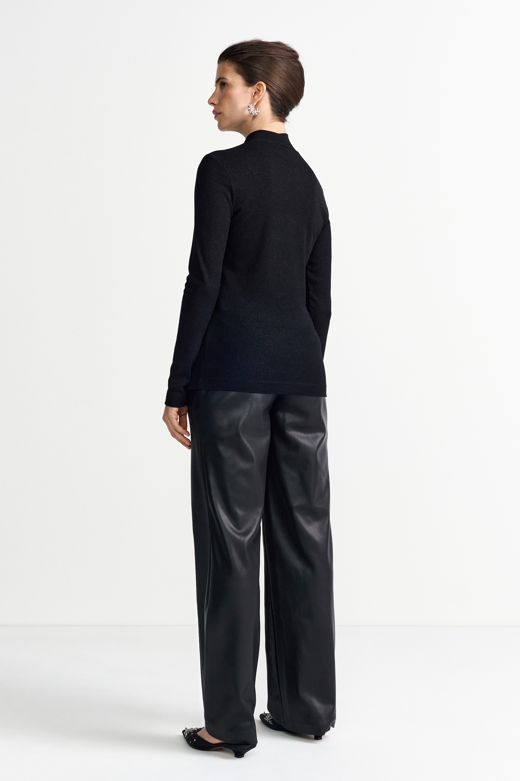 RICHROYAL T-shirt à manches longues mit Glitzereffekten, Turtleneck, enger Schnitt