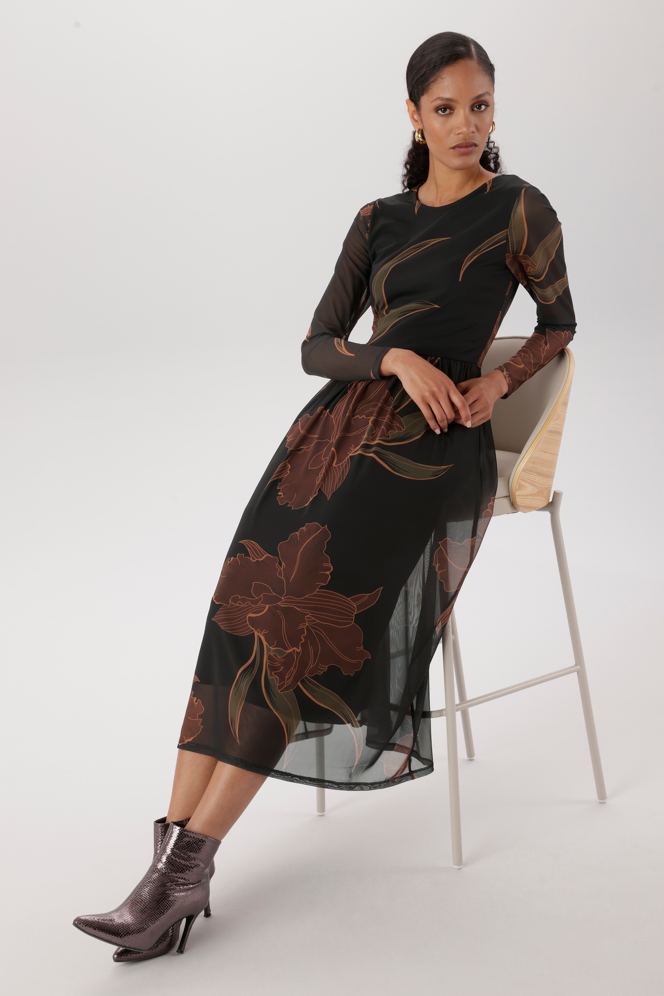 Aniston SELECTED Midikleid in Mesh-Qualität und Gummizug in der Taille - NEUE KOLLEKTION
