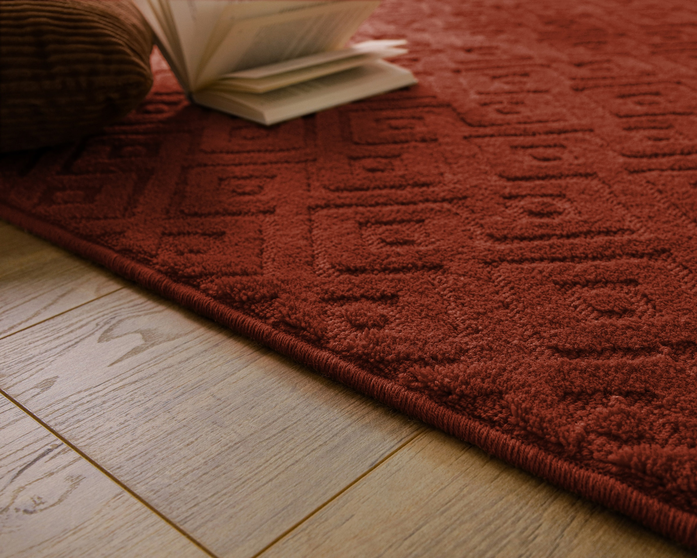 Wecon home Teppich »Castello TWO« rechteckig 7 mm Höhe Schurwolle, Kurzflor mit Hoch-Tief-Effekt, Wohnzimmer, Rautenmuster