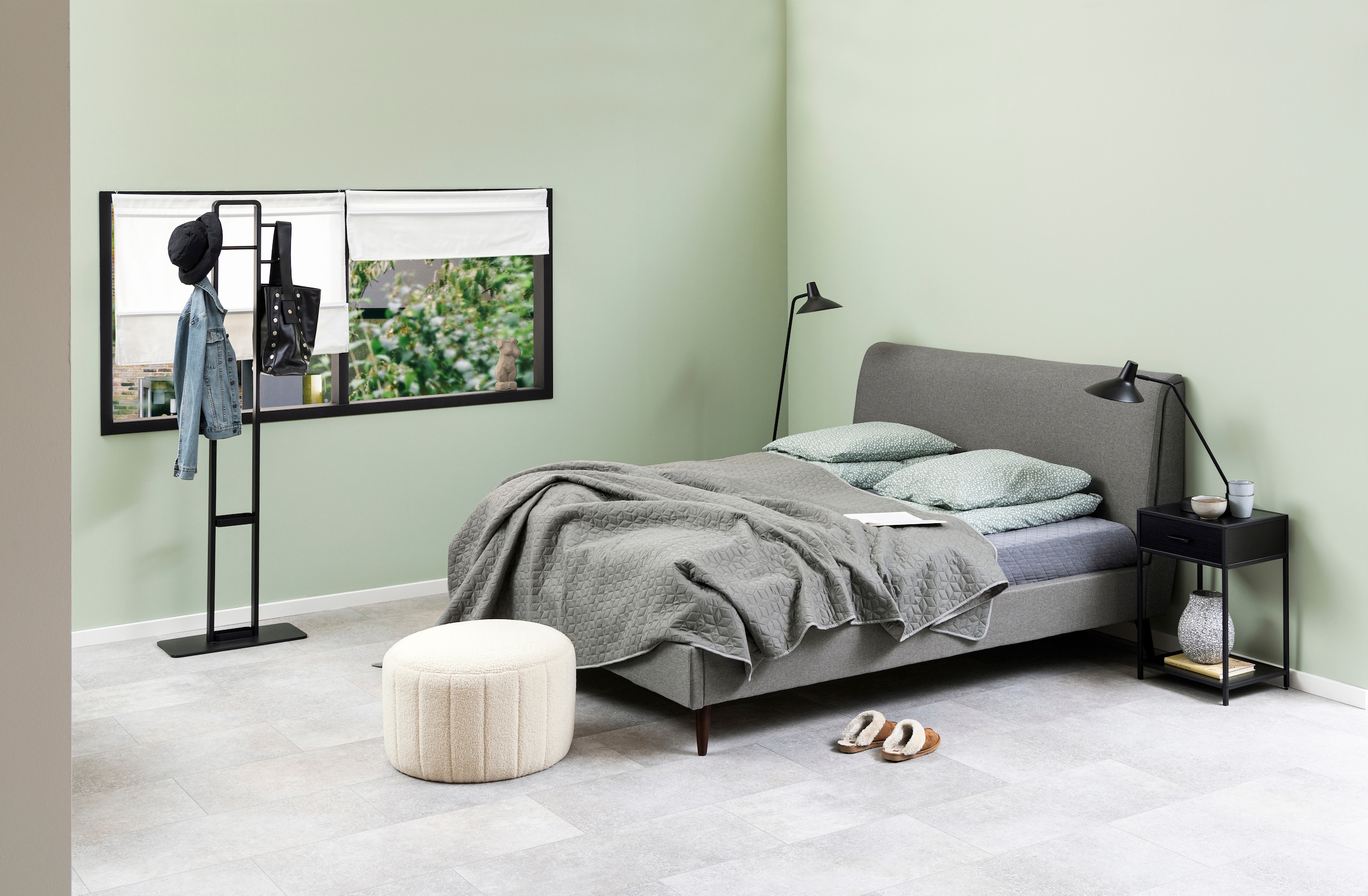 ACTONA GROUP Nachttisch Metallgestell, Industrie-Look, Schublade und Einlegeboden, H: 63 cm