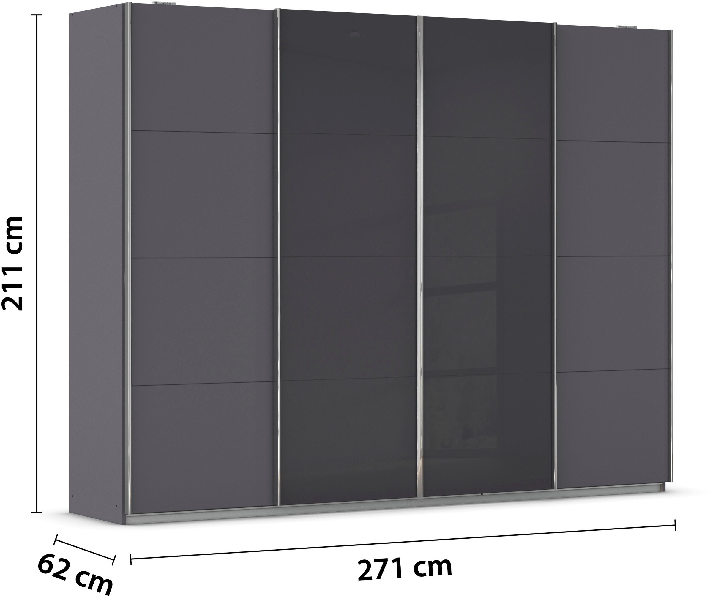 rauch Schwebetürenschrank »Kleiderschrank Schrank Garderobe Wäscheschrank Ankleide SYNCRONO« Mitteltüren öffnen parallel, Breiten 271/316/361 cm Höhen 211/230 cm,  Mitteltüren mit praktischer Synchron-Öffnung MADE IN GERMANY