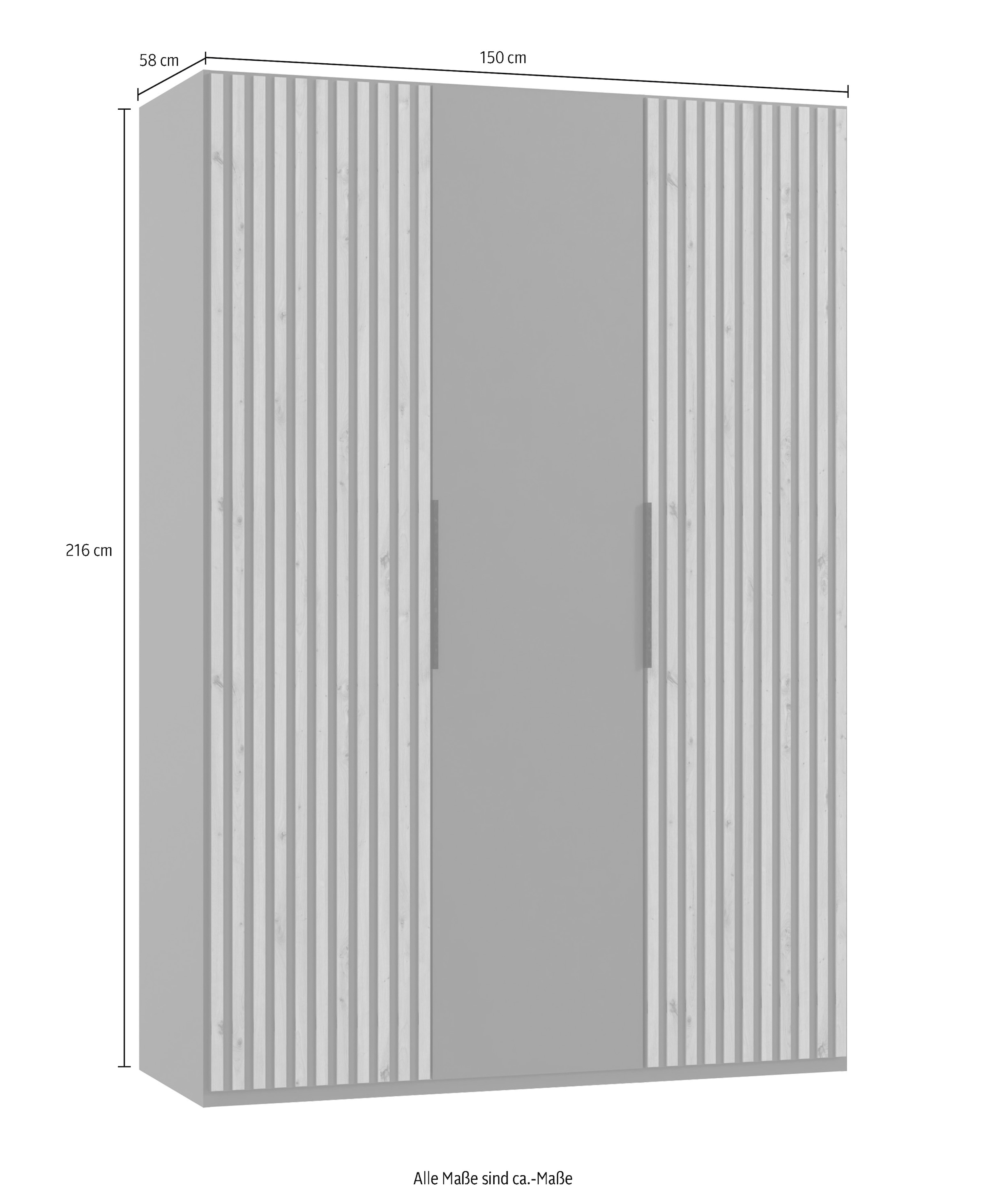 Wimex Drehtürenschrank »Andorra by fresh to go« Mit 3D-Leisten für Akustikpaneel-Optik